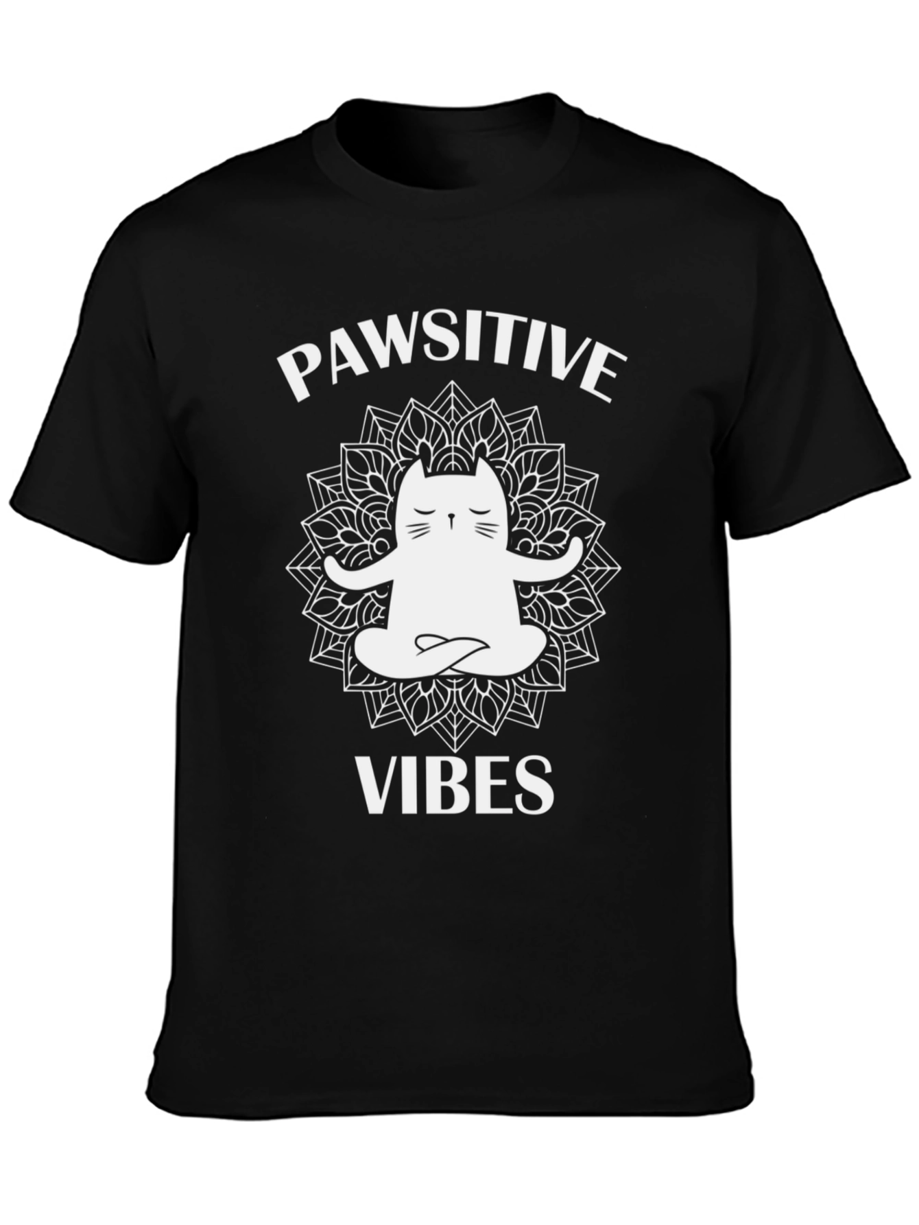 Pawsitive Vibes Cat Mandala Graphic Tee