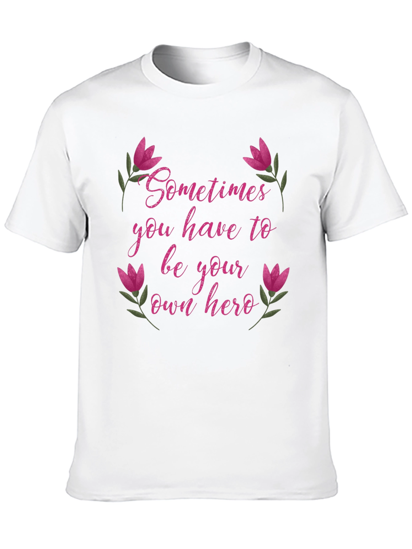Be Your Own Hero Tee - Floral Accents