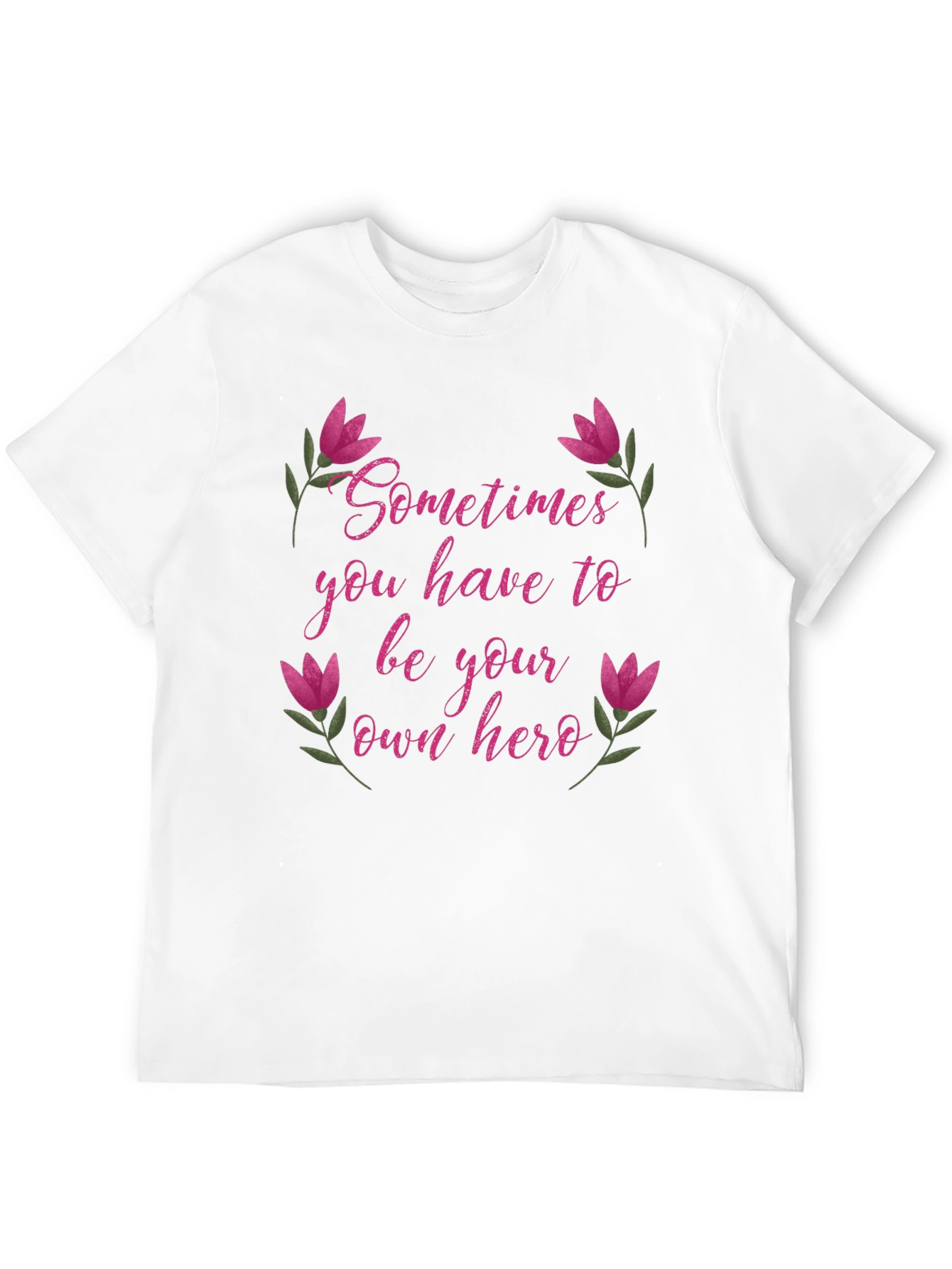 Be Your Own Hero Tee - Floral Accents