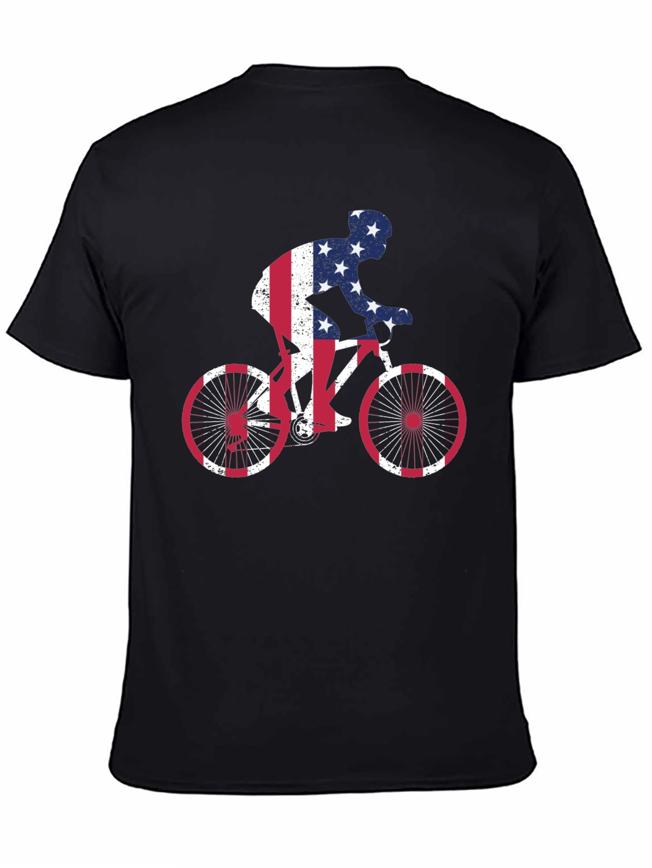 American Flag Cyclist Black T-Shirt