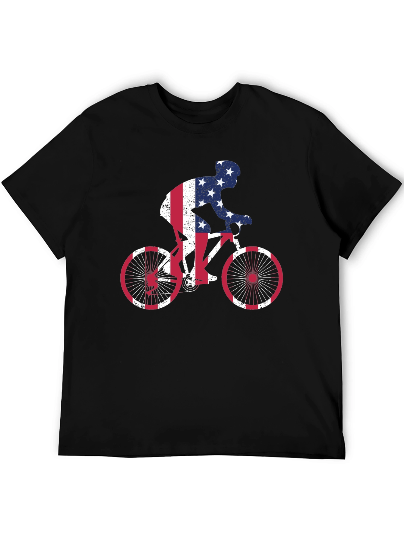 American Flag Cyclist Black T-Shirt
