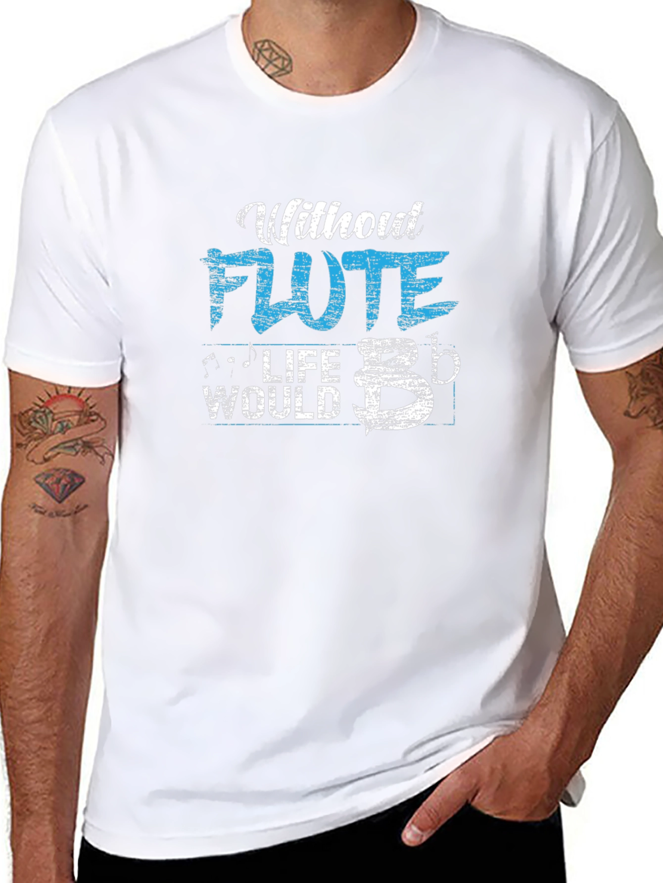 Without Flute Life Would B Flat Funny Musician T-Shirt