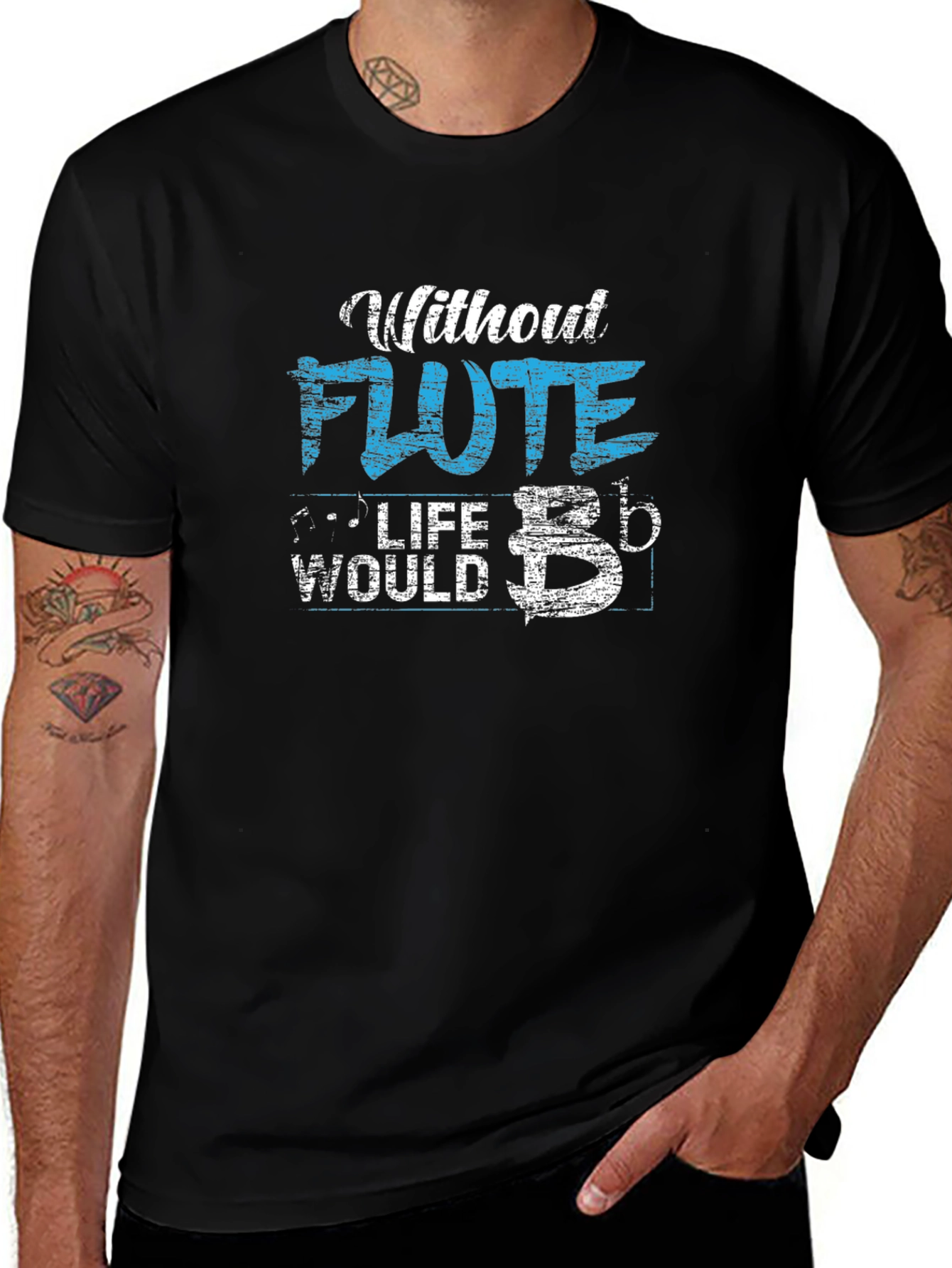 Without Flute Life Would B Flat Funny Musician T-Shirt