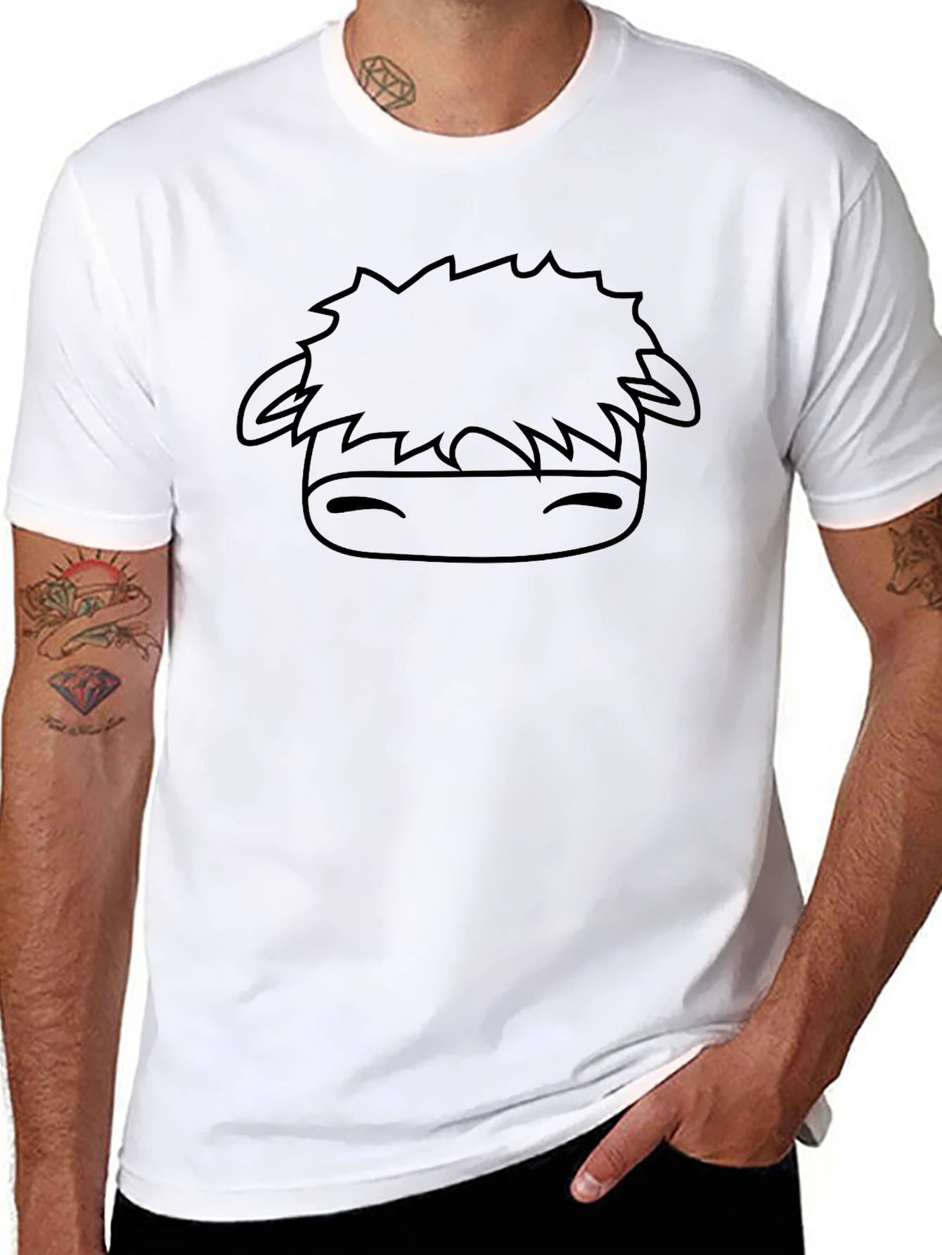 Cute Cartoon Cow Graphic Black T-Shirt