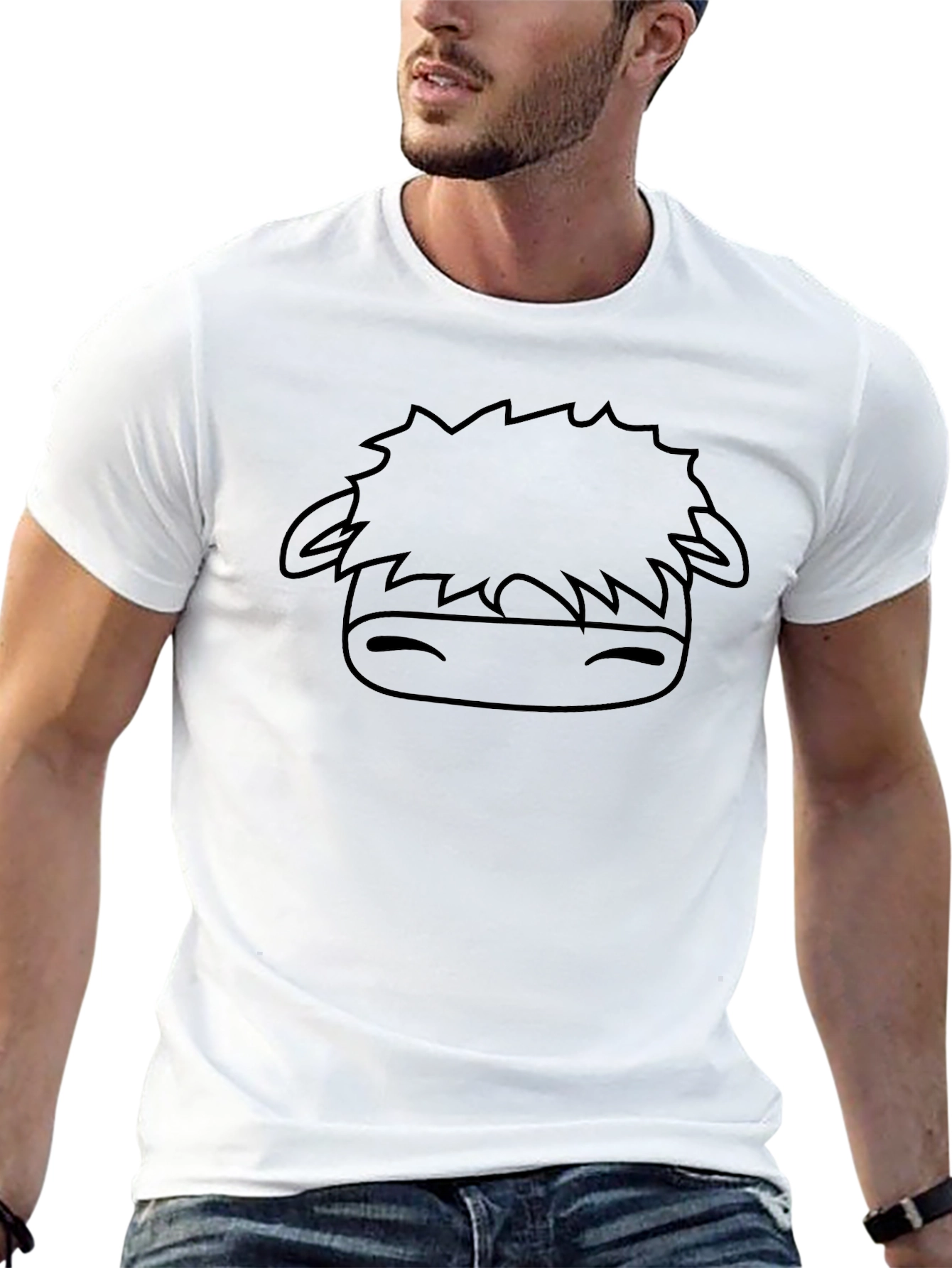 Cute Cartoon Cow Graphic Black T-Shirt