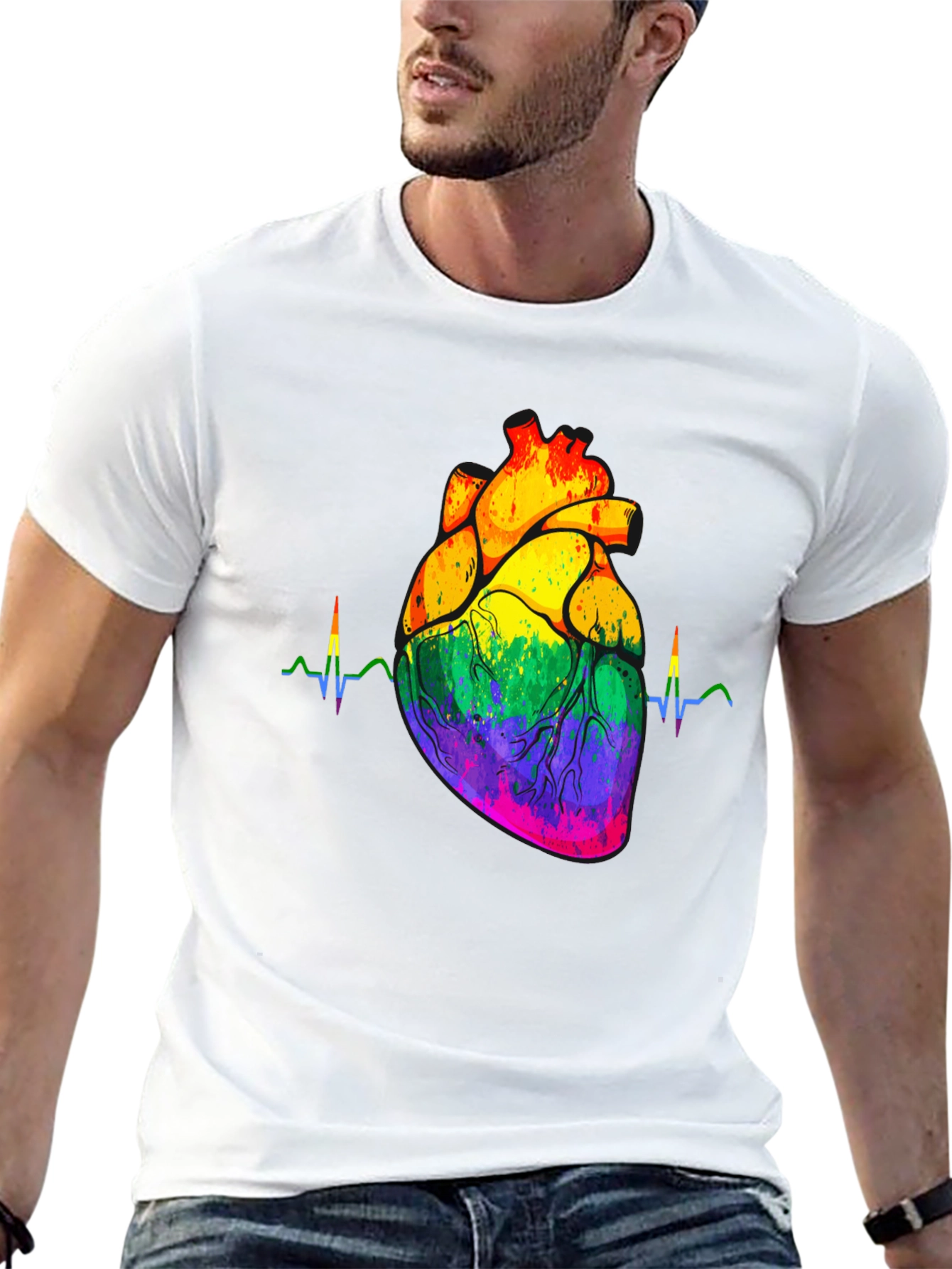 Rainbow Heartbeat Graphic Tee