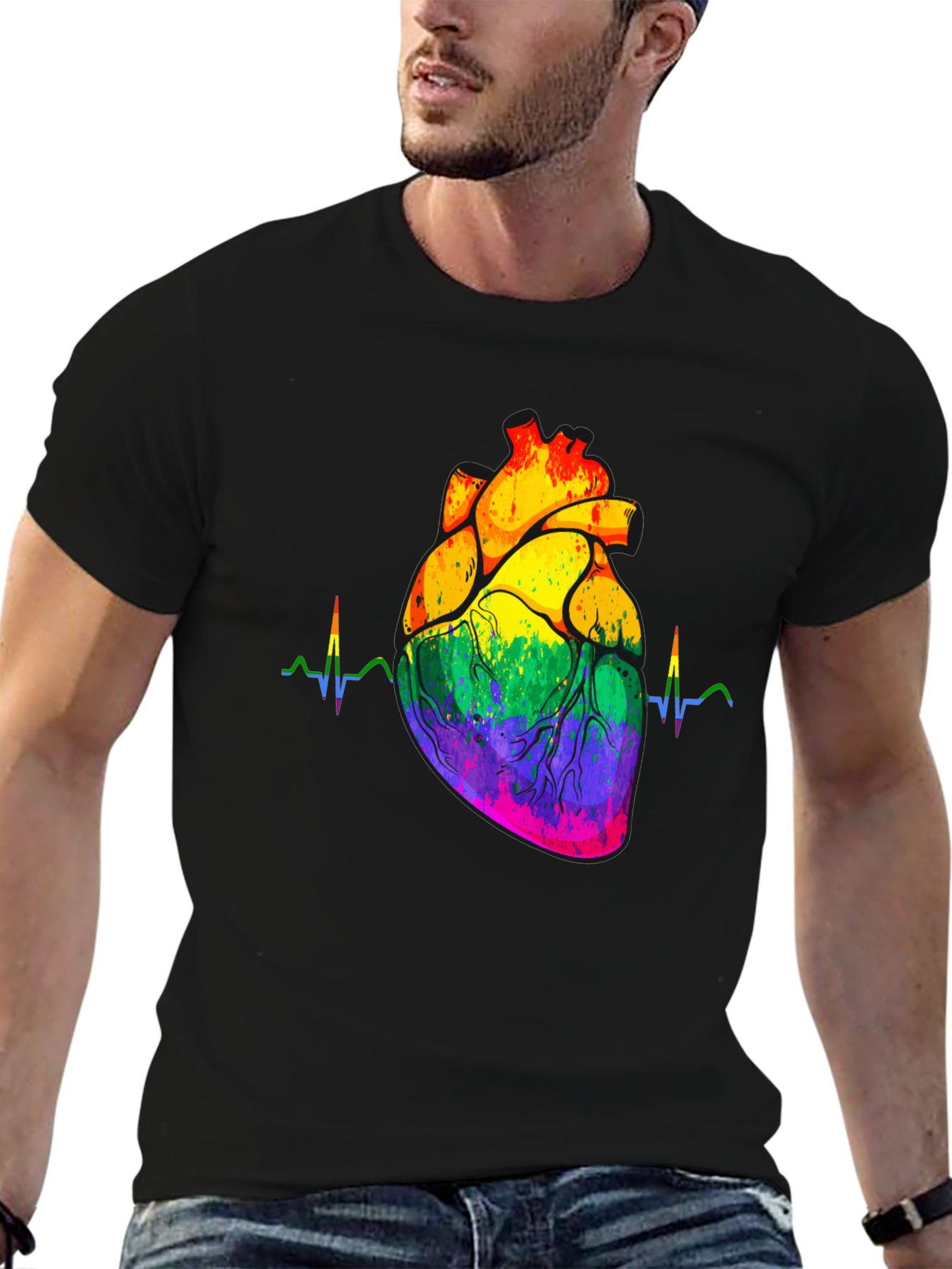 Rainbow Heartbeat Graphic Tee