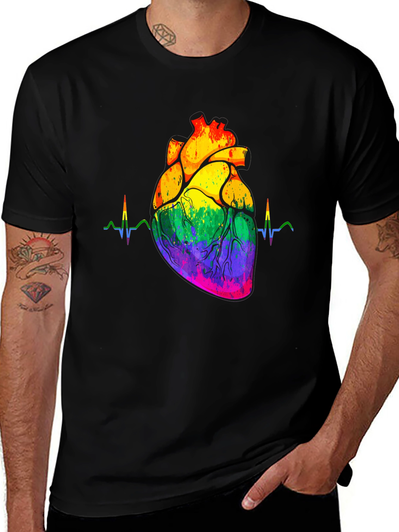 Rainbow Heartbeat Graphic Tee