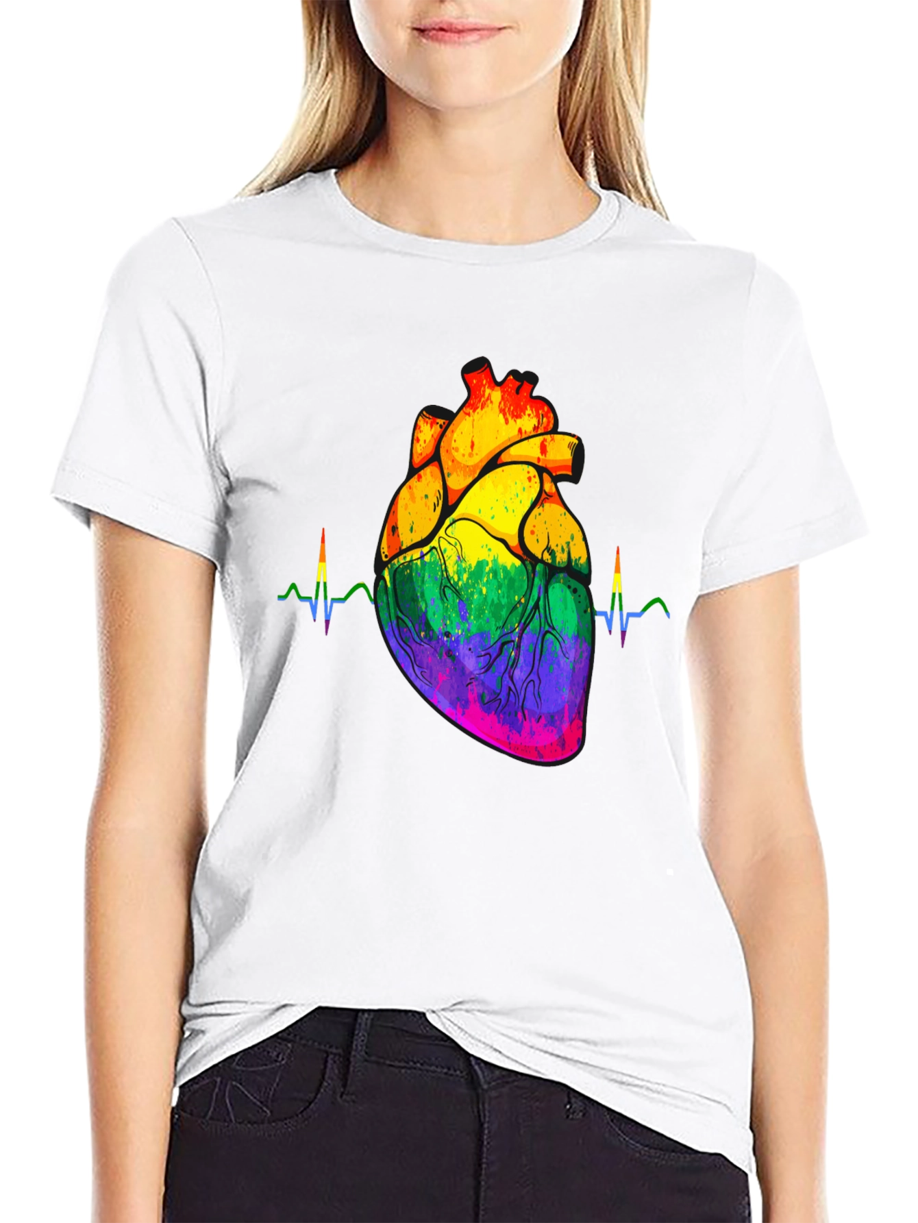Rainbow Heartbeat Graphic Tee