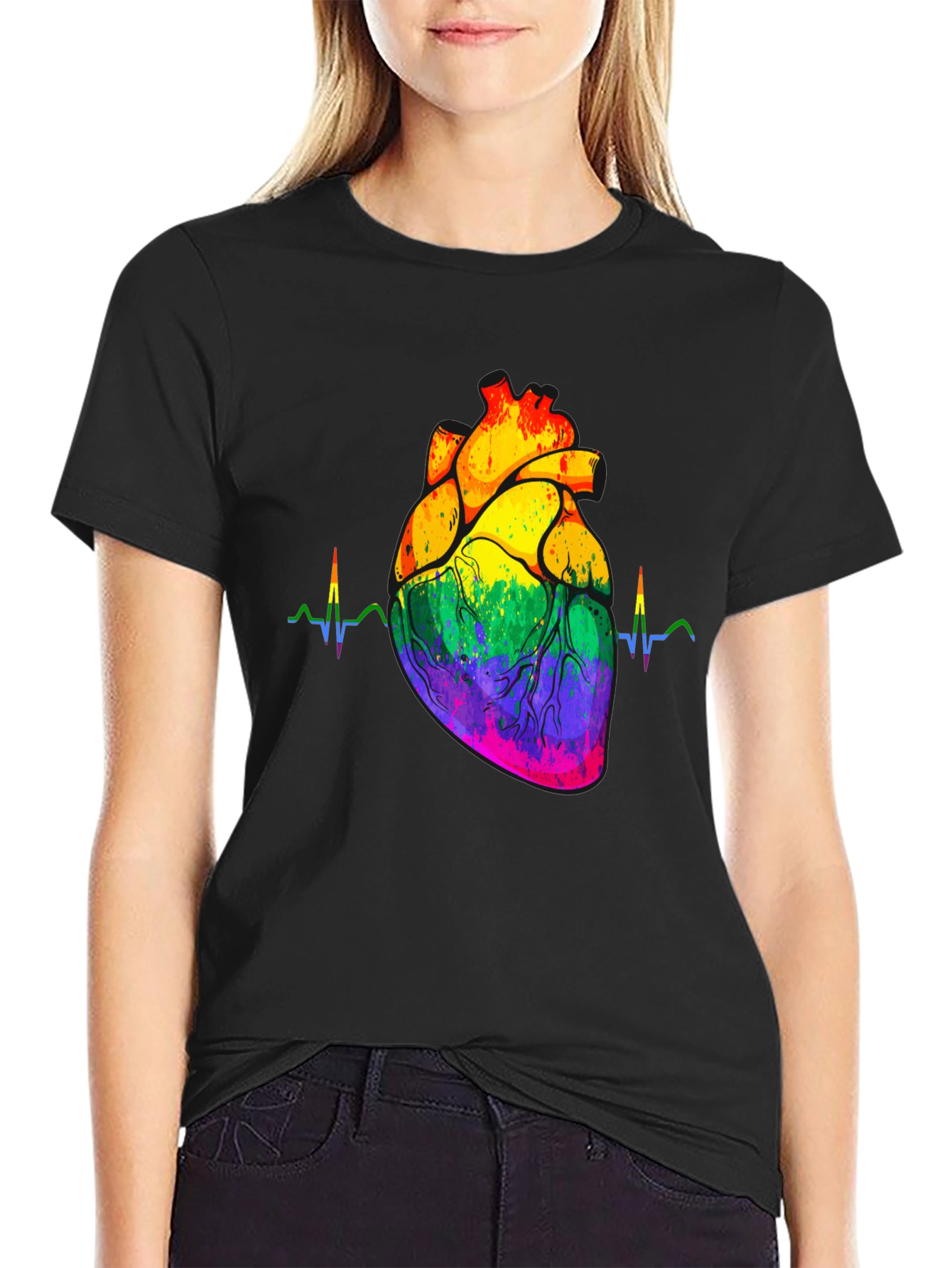 Rainbow Heartbeat Graphic Tee