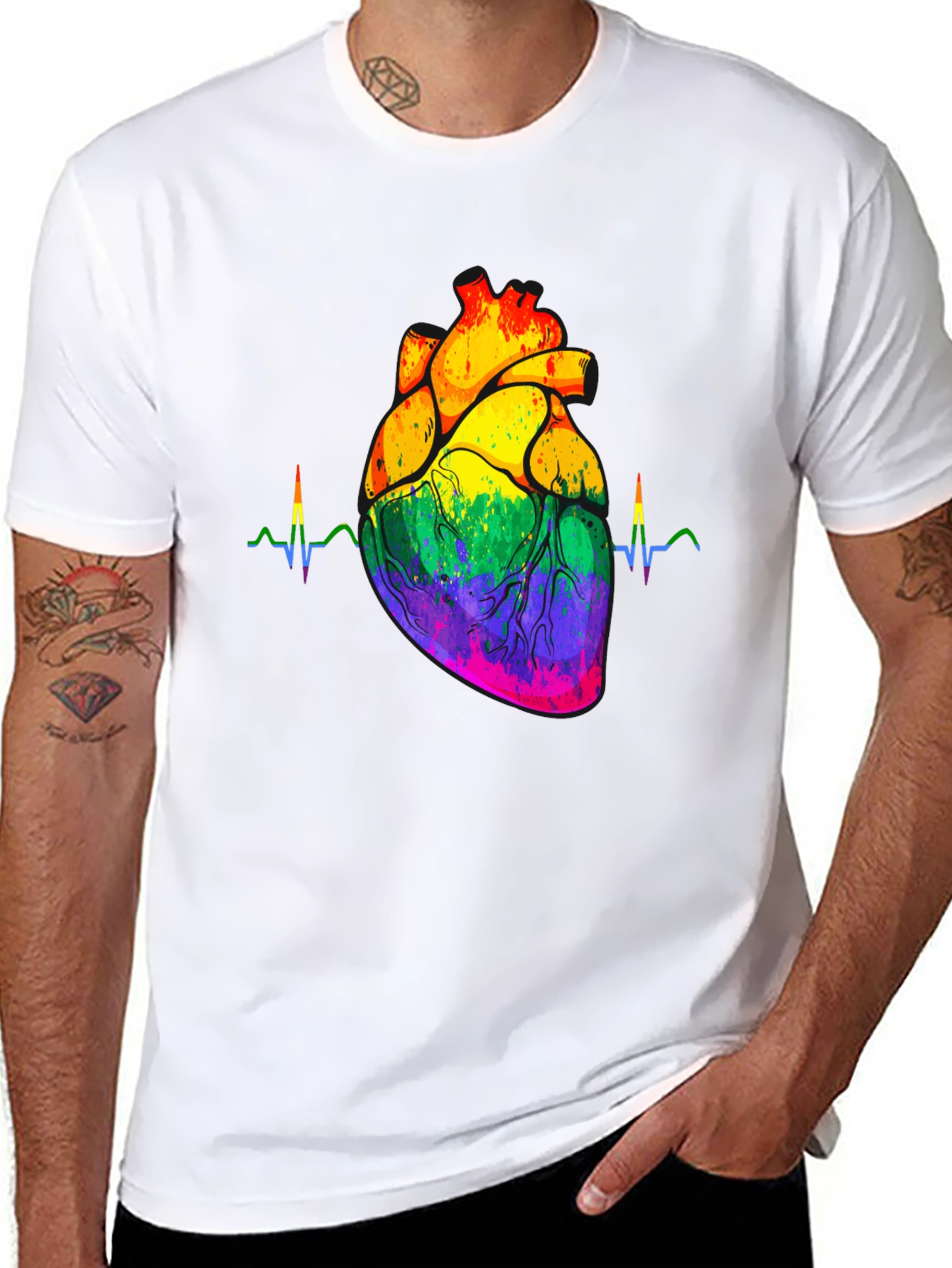 Rainbow Heartbeat Graphic Tee