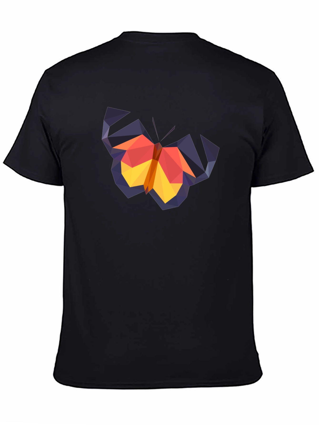 Geometric Butterfly Graphic Tee - Black Cotton