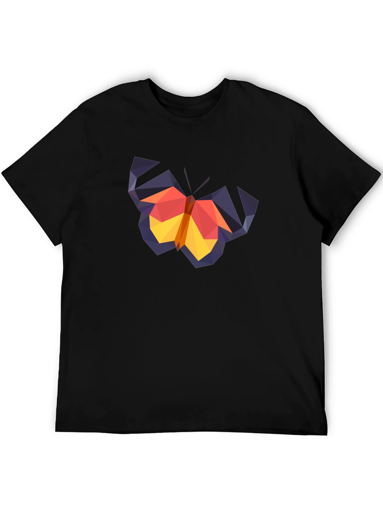 Geometric Butterfly Graphic Tee - Black Cotton