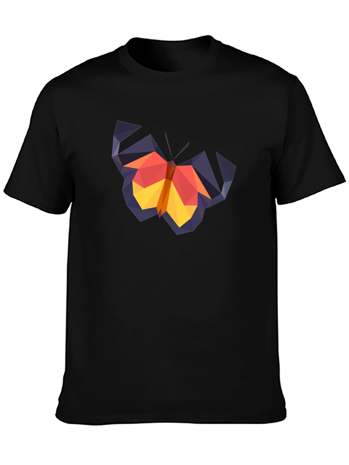 Geometric Butterfly Graphic Tee - Black Cotton
