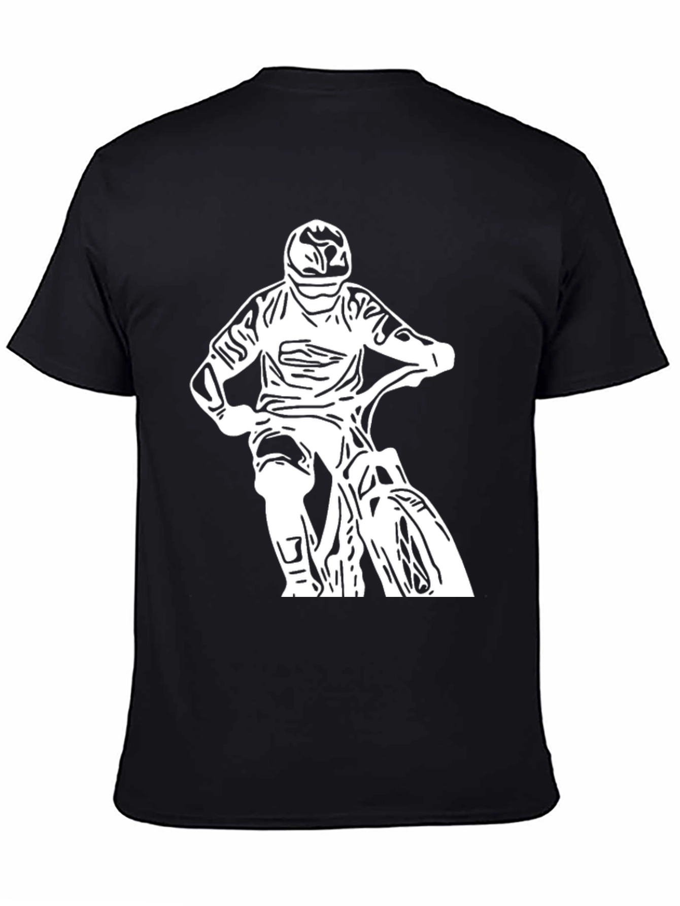 Black T-Shirt - White Biker Design