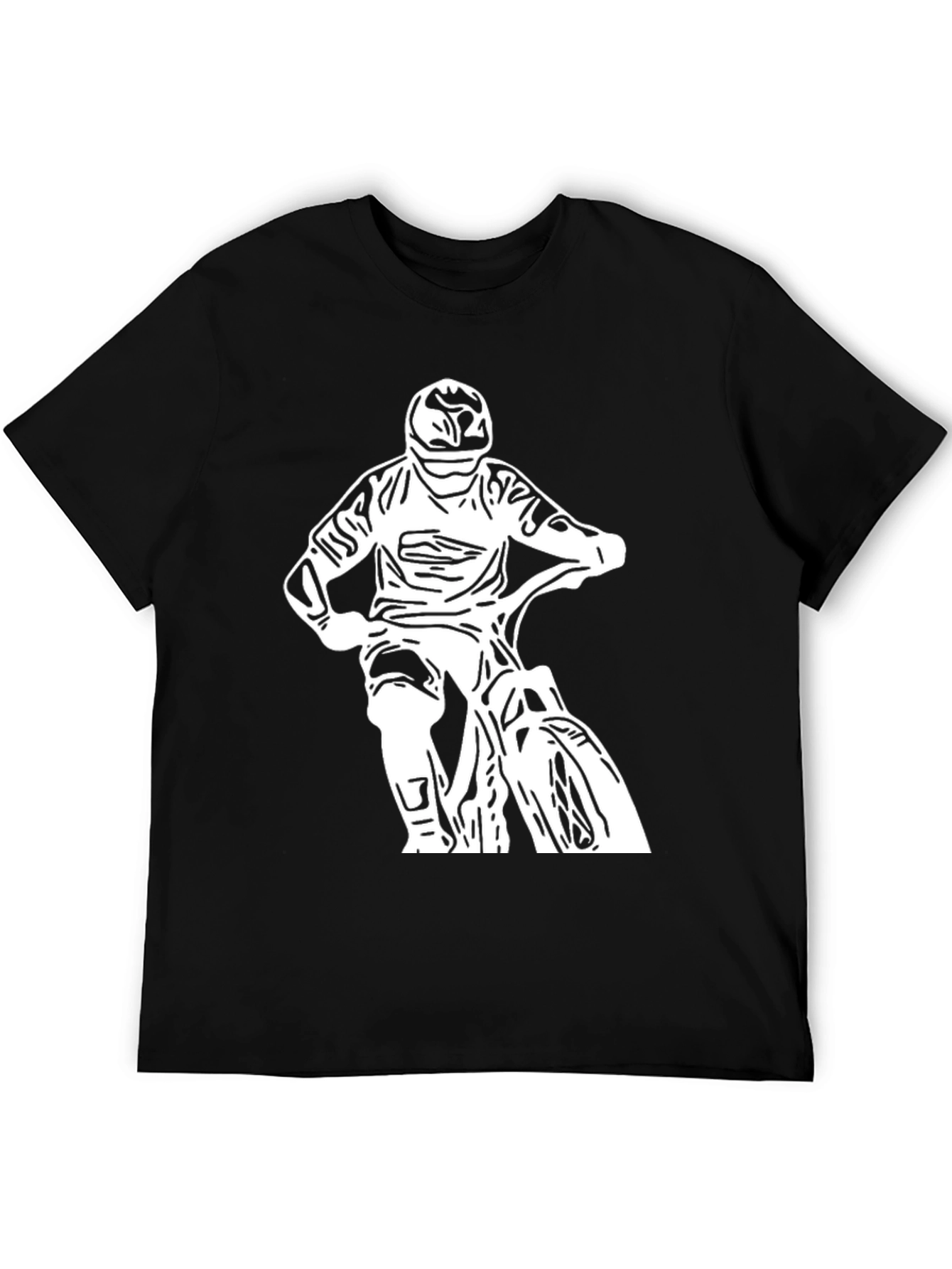 Black T-Shirt - White Biker Design