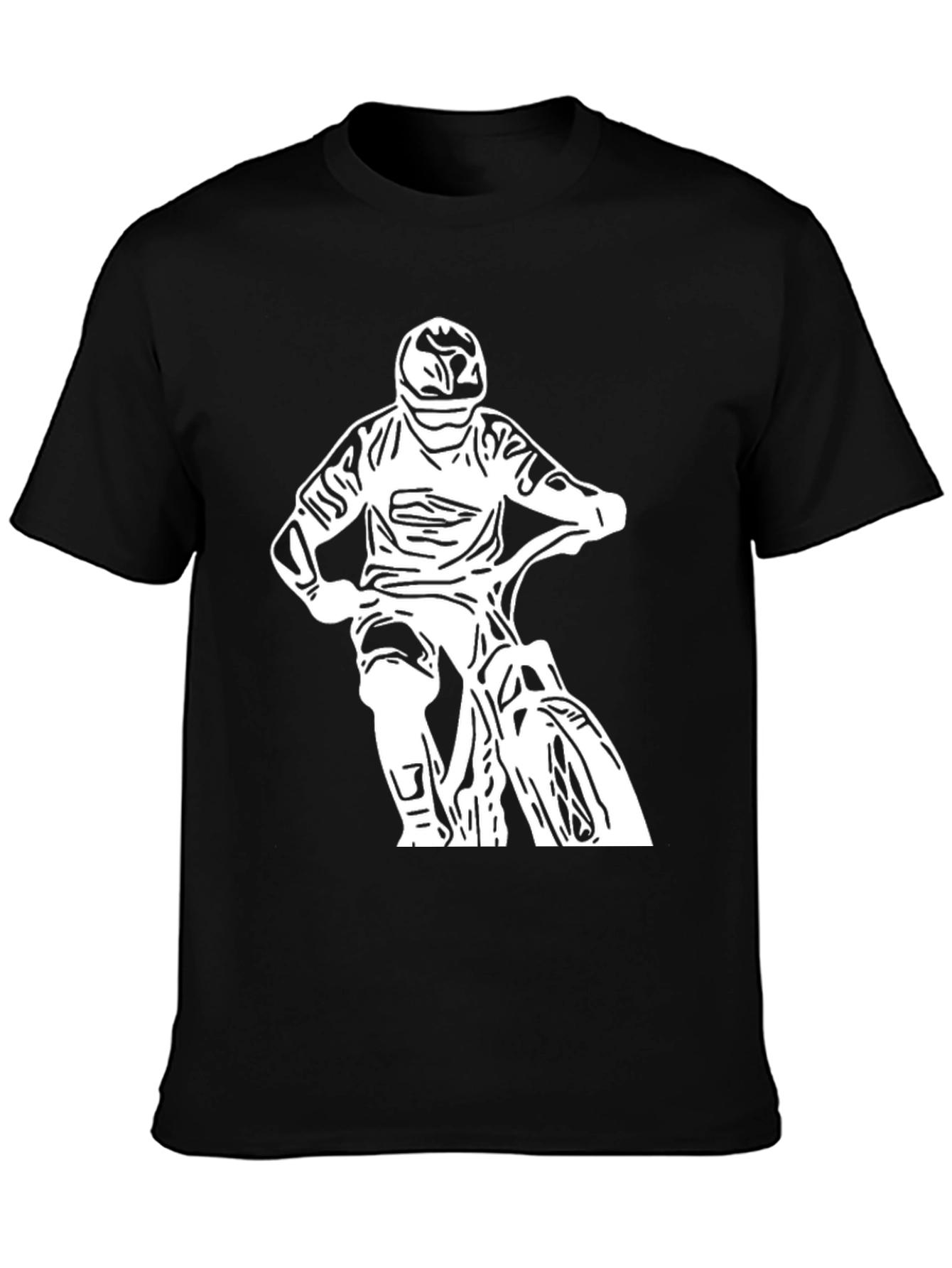 Black T-Shirt - White Biker Design