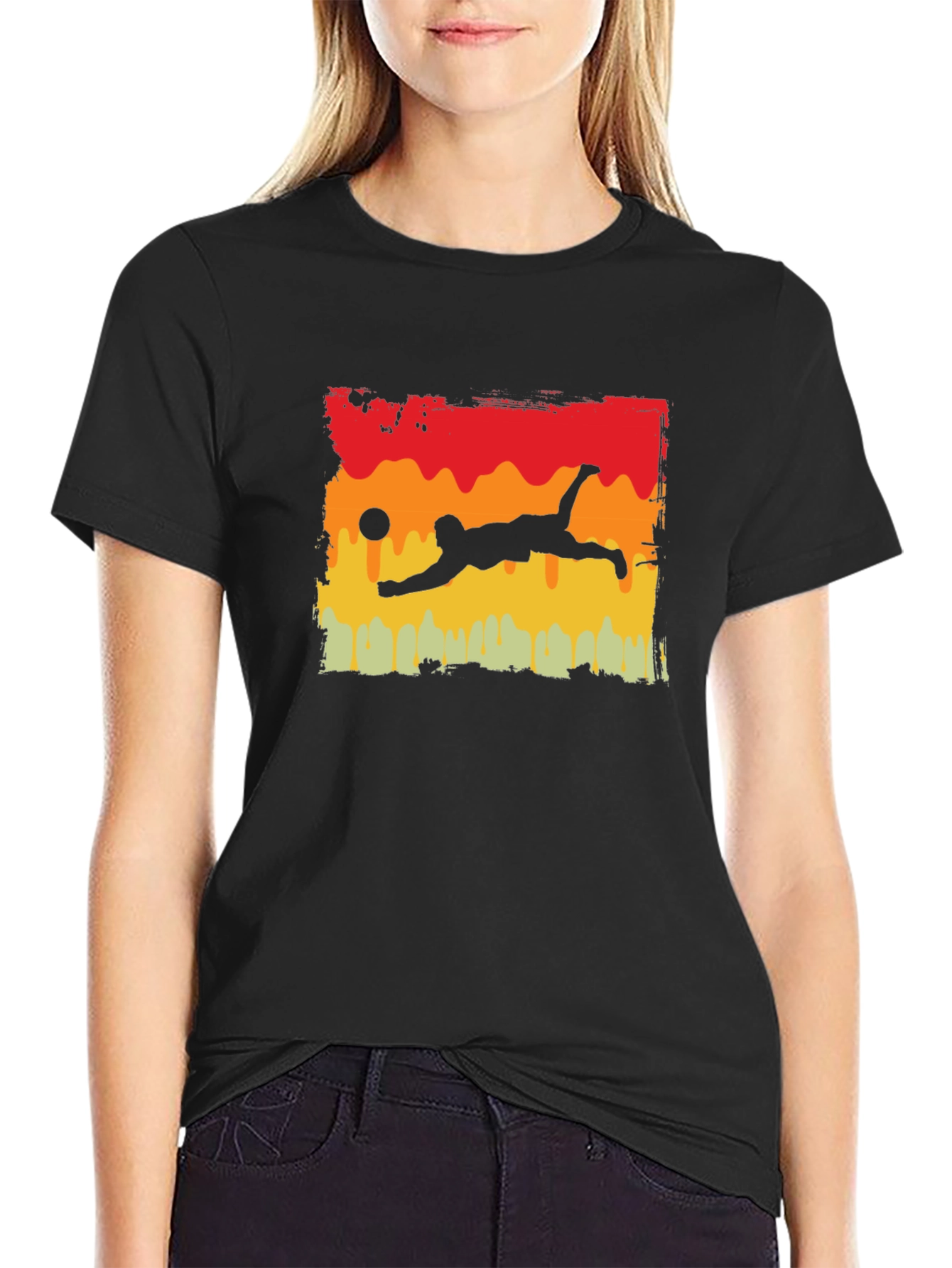 Volleyball Player Graphic Tee - Black