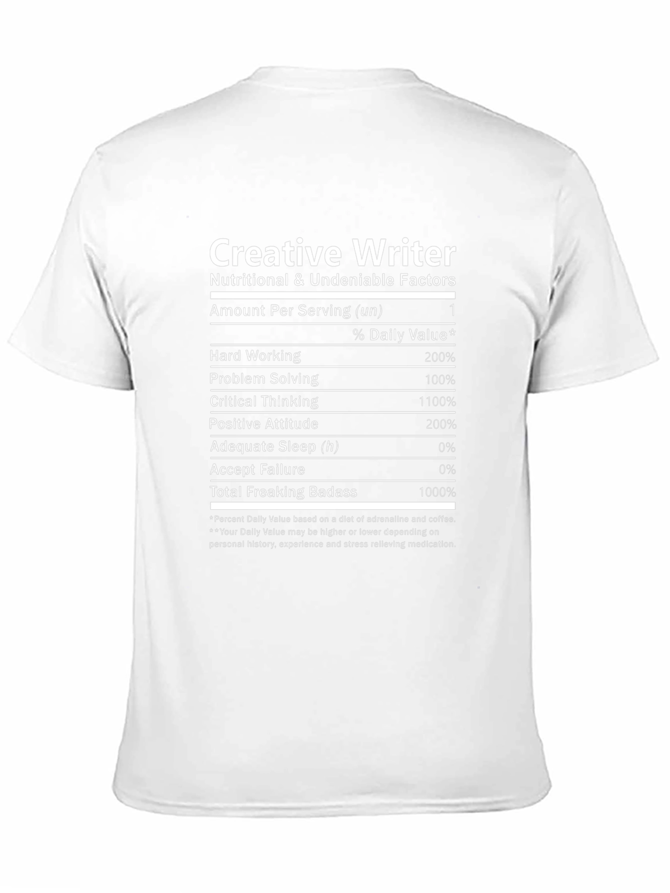 Creative Writer Nutrition Facts T-Shirt