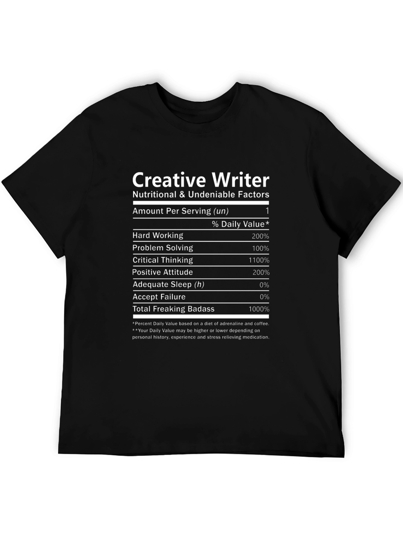 Creative Writer Nutrition Facts T-Shirt