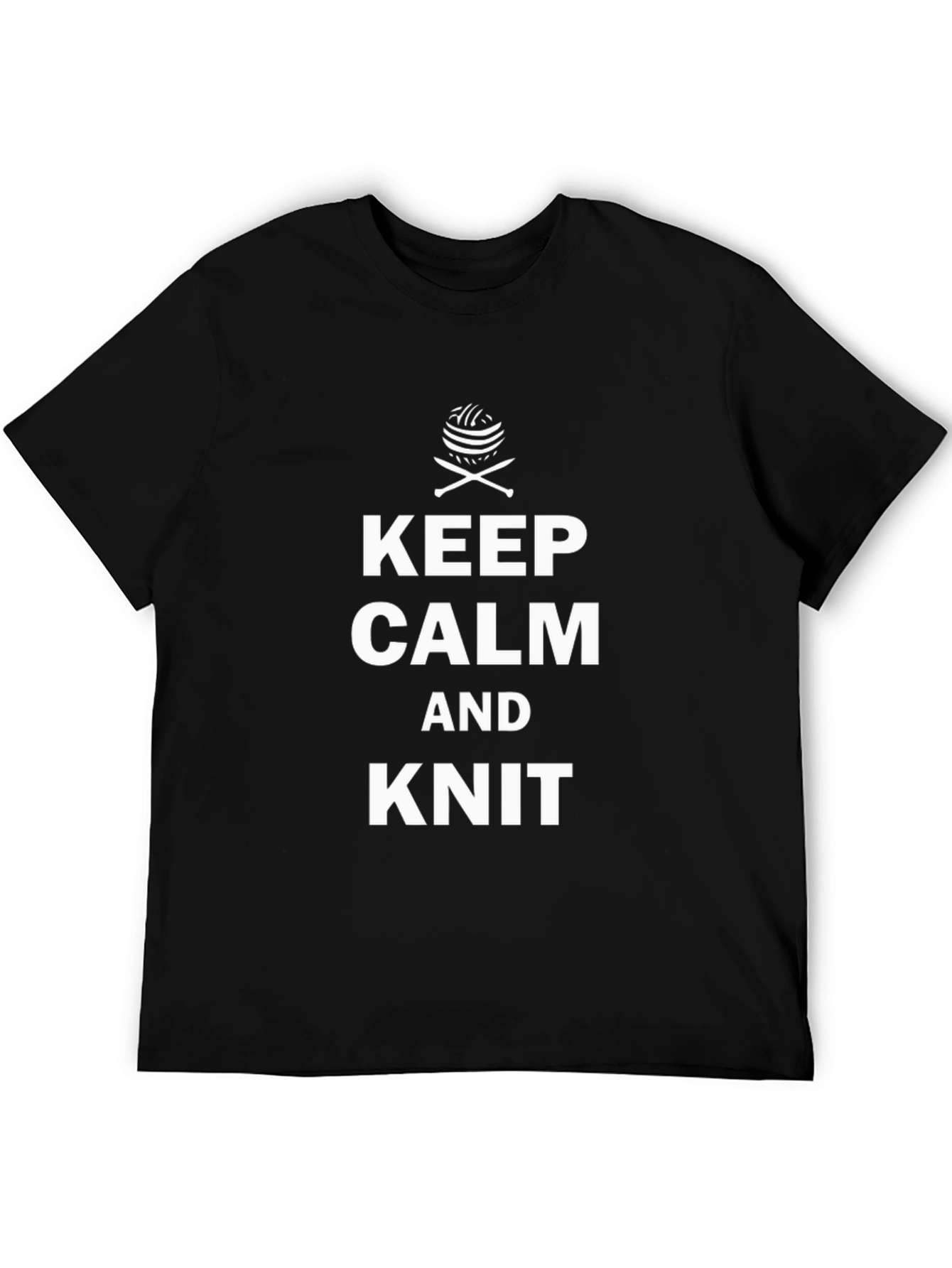 Keep Calm and Knit T-Shirt - Black Cotton Tee