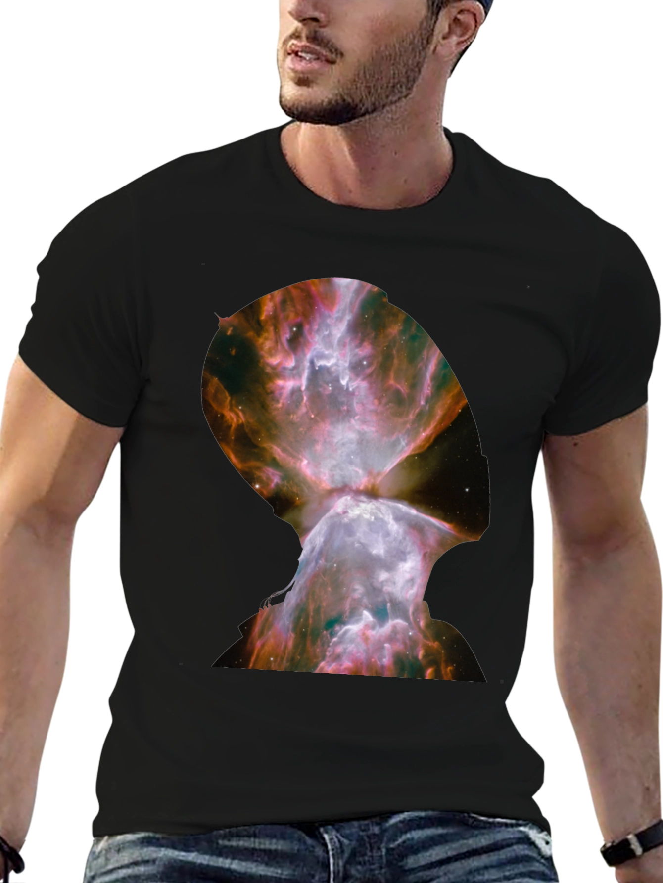 Nebula Graphic Print Black T-Shirt