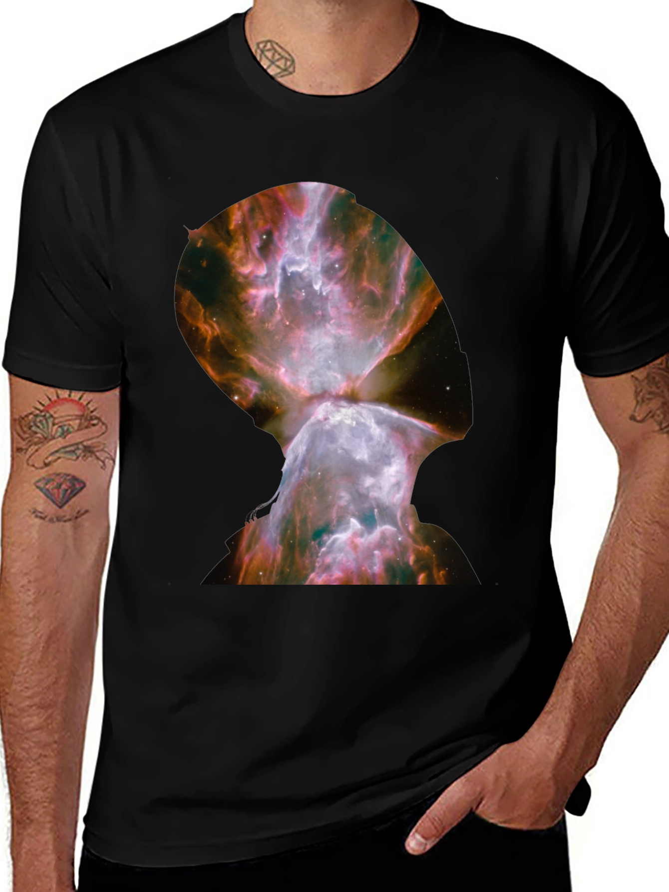 Nebula Graphic Print Black T-Shirt