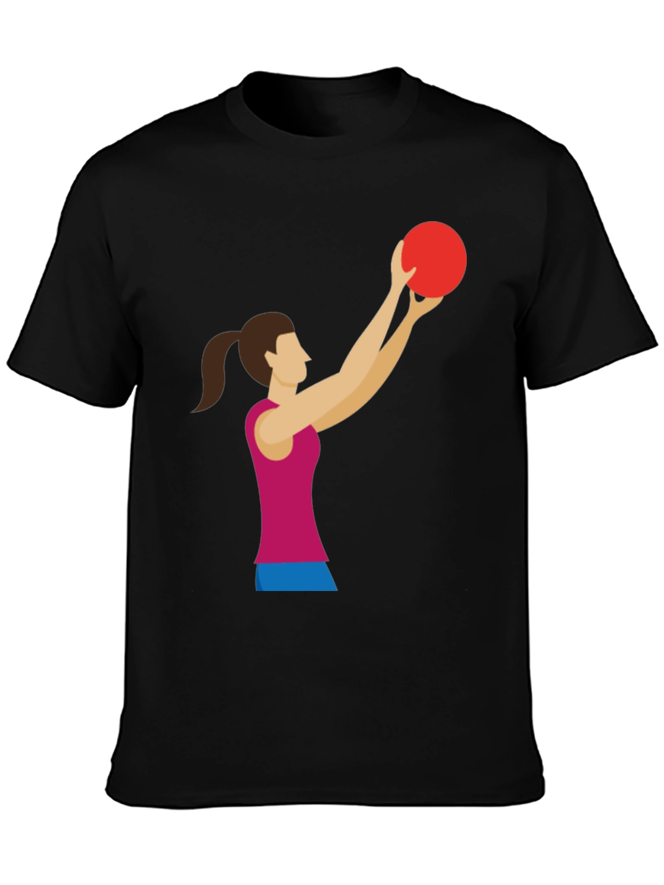 Graphic Tee: Woman Volleyball Player Black T-Shirt