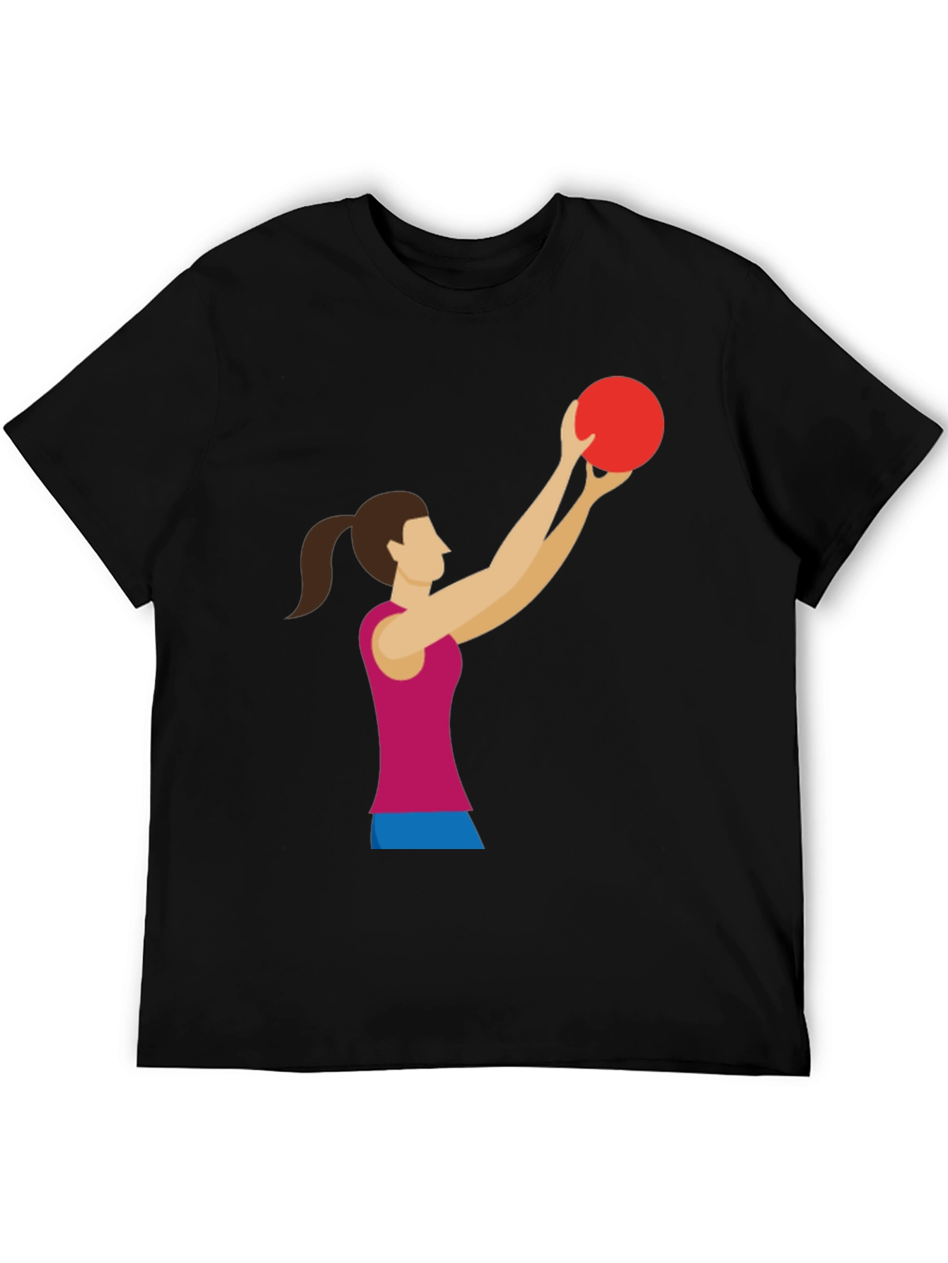 Graphic Tee: Woman Volleyball Player Black T-Shirt