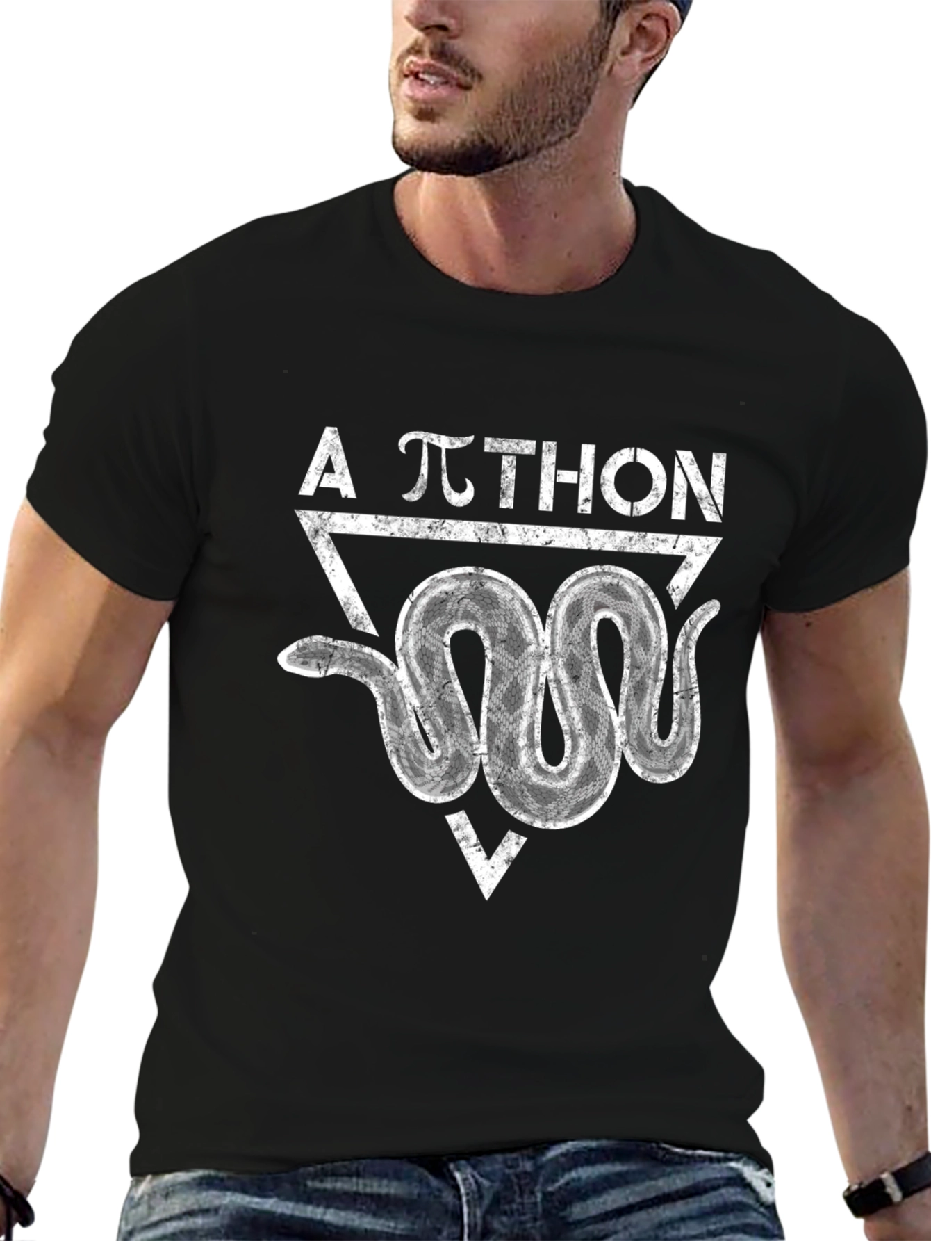 A Pi-thon Shirt Black Cotton Snake Graphic Tee