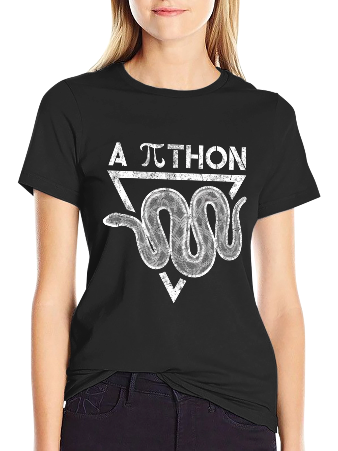 A Pi-thon Shirt Black Cotton Snake Graphic Tee