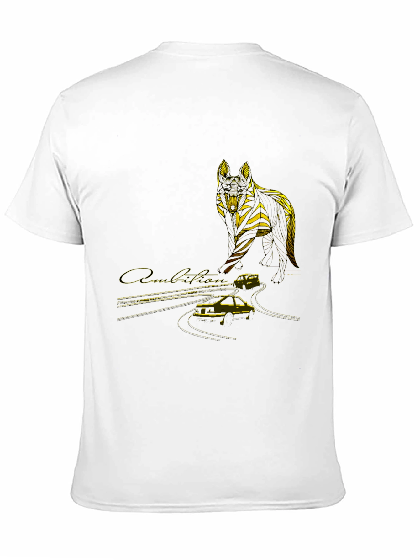 Wolf & Car Graphic T-Shirt - Stylish Black Tee