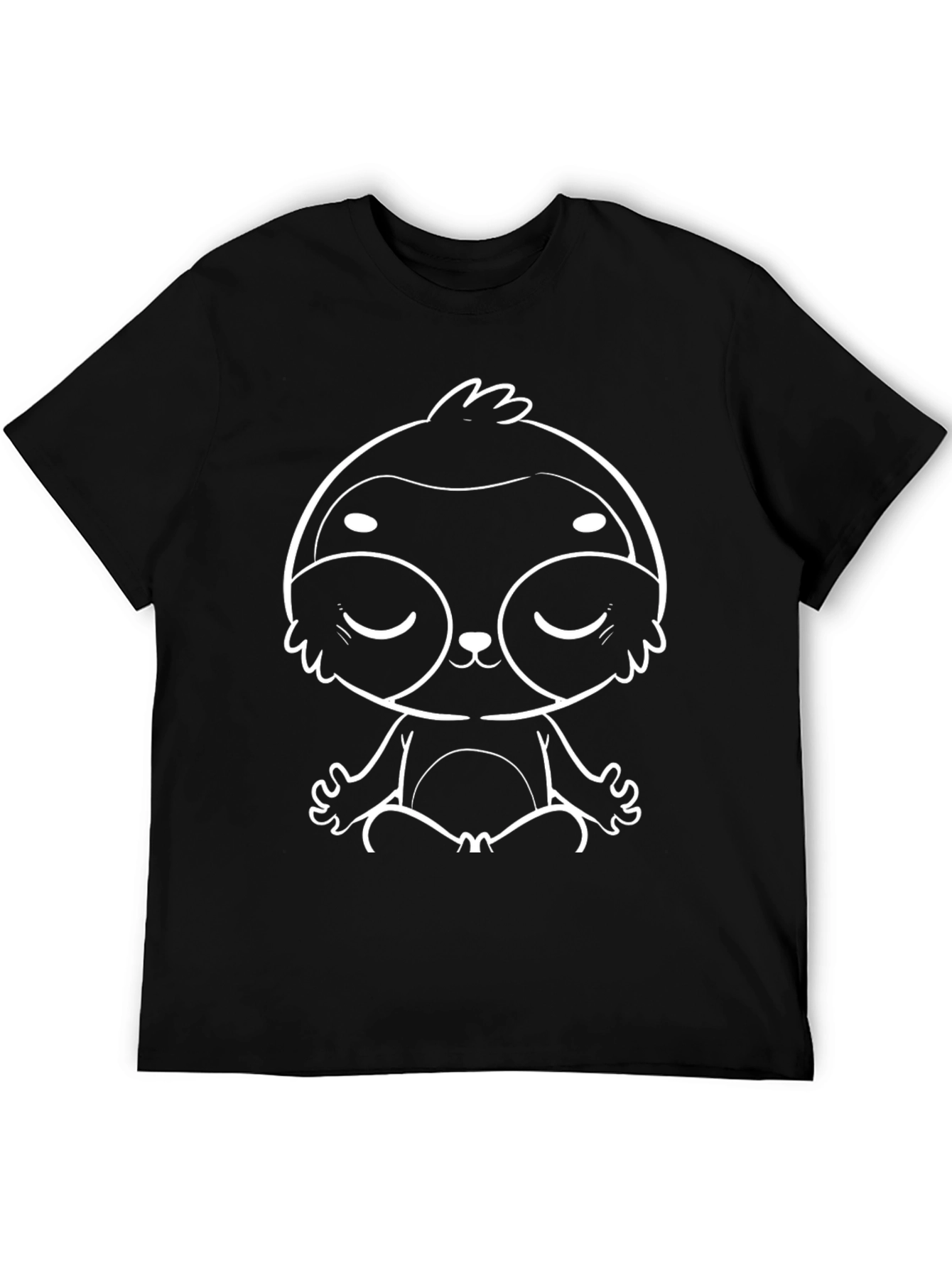 Meditating Sloth Graphic Tee - Black