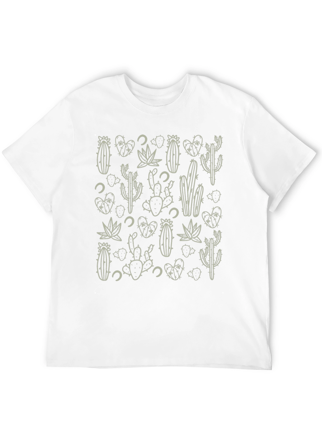 Cactus Pattern Black T-Shirt