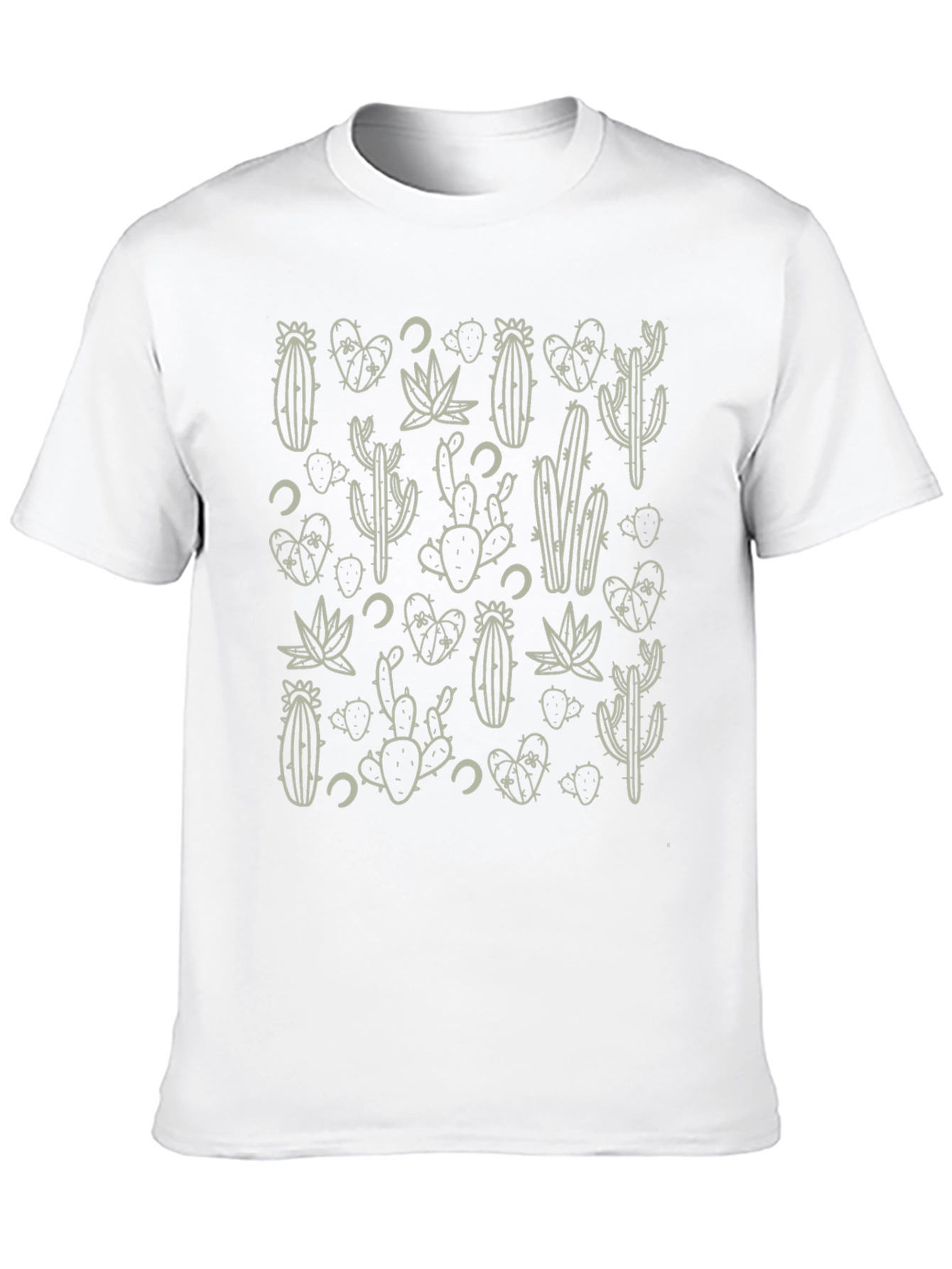 Cactus Pattern Black T-Shirt