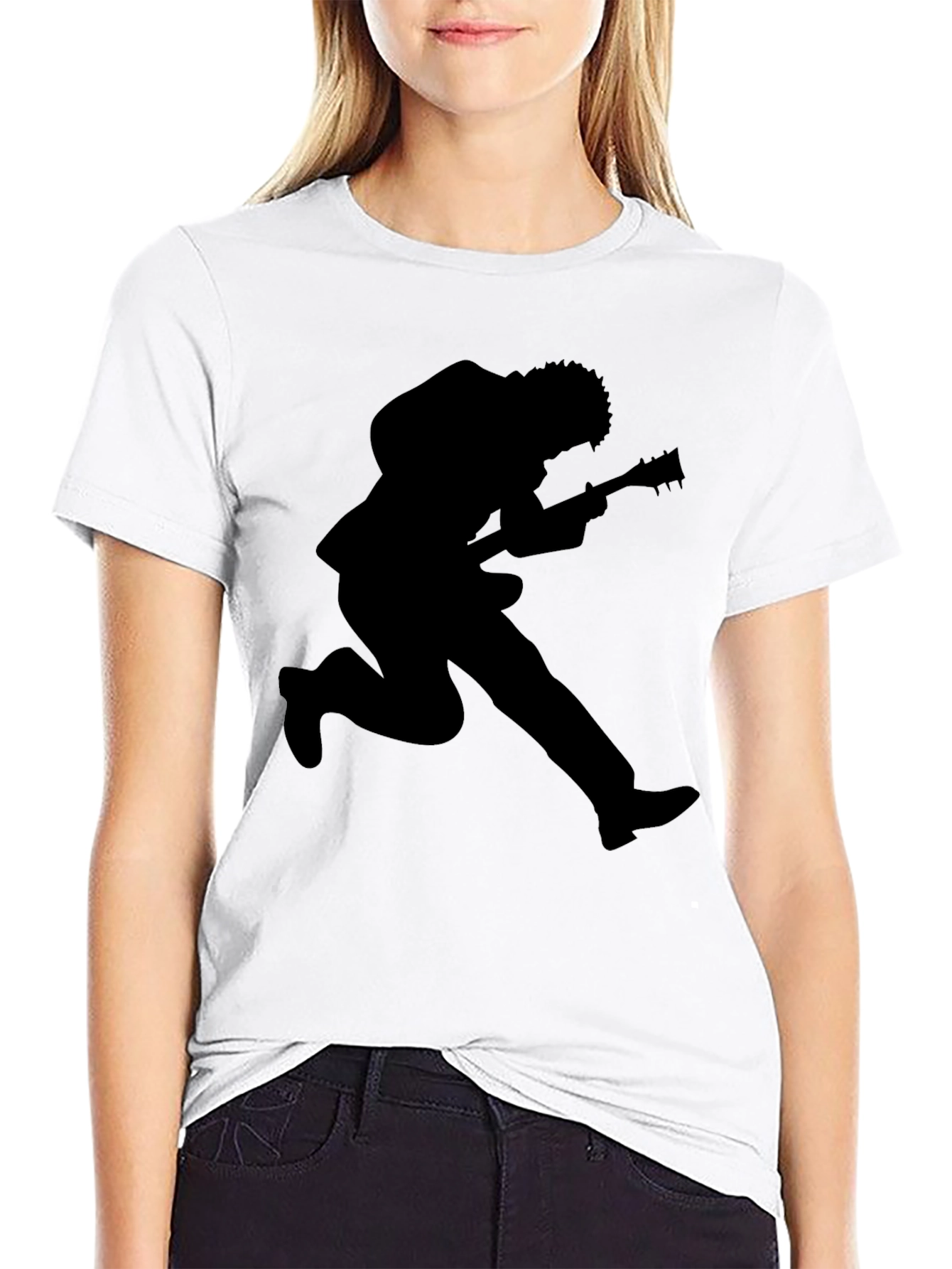 Rock Star Guitarist Silhouette Black T-Shirt