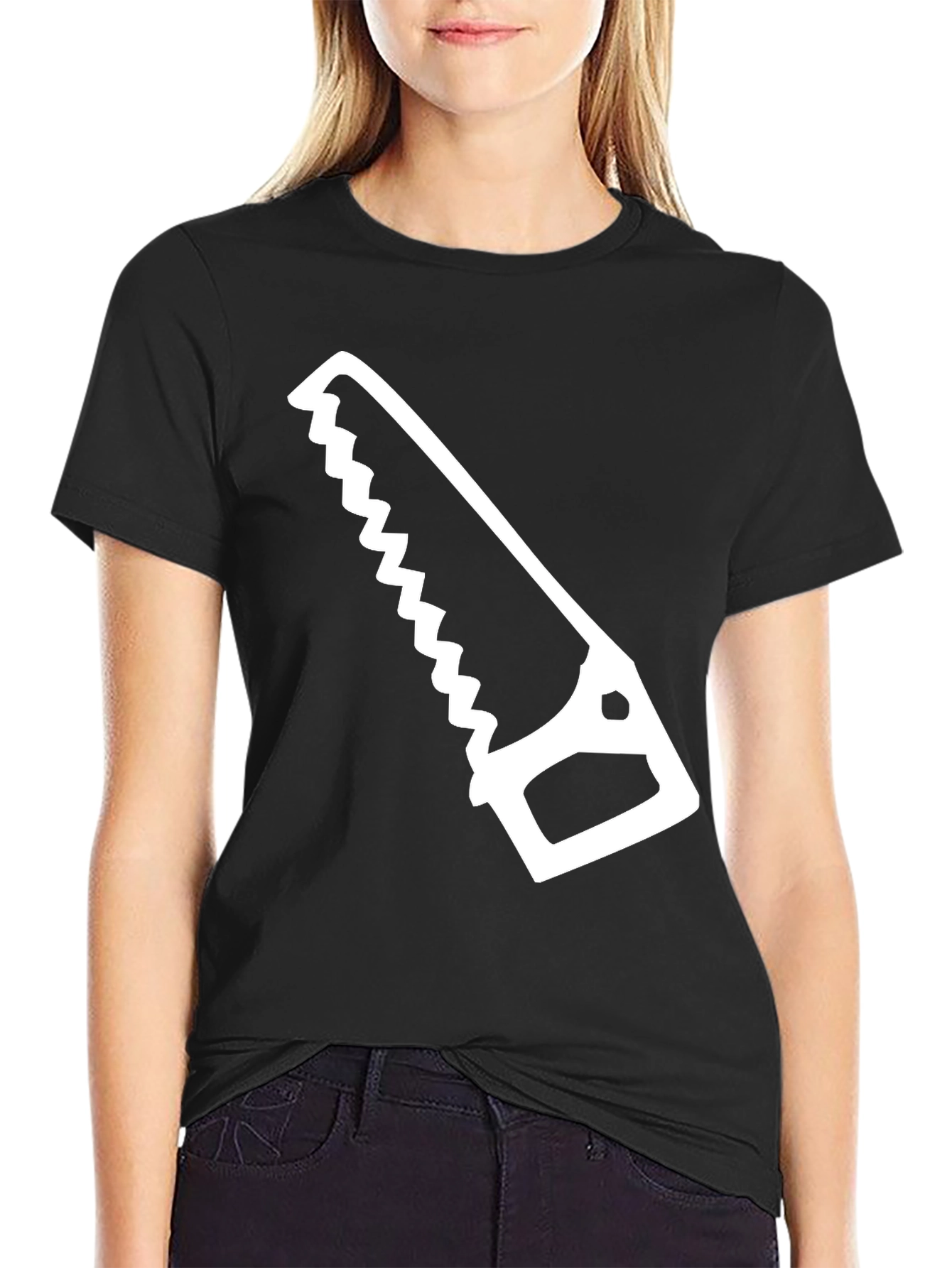 Hand Saw Graphic Tee - Black Cotton T-Shirt
