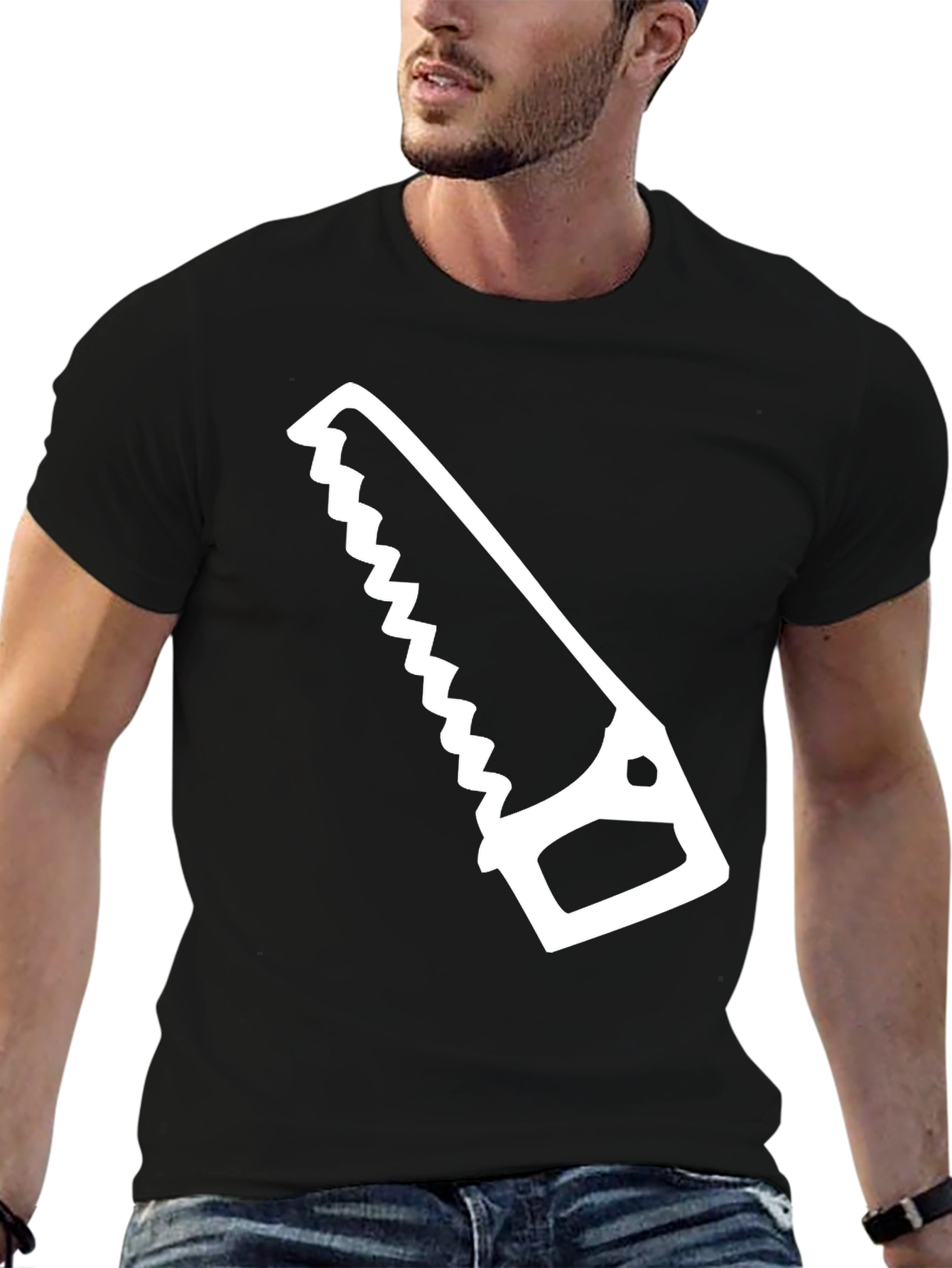 Hand Saw Graphic Tee - Black Cotton T-Shirt