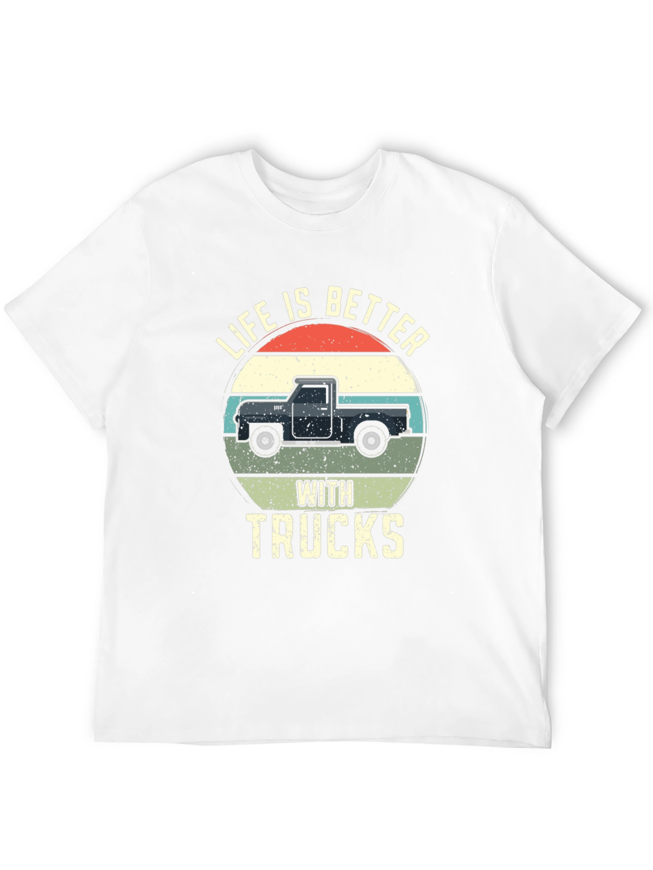 Life Is Better With Trucks Black Graphic T-Shirt