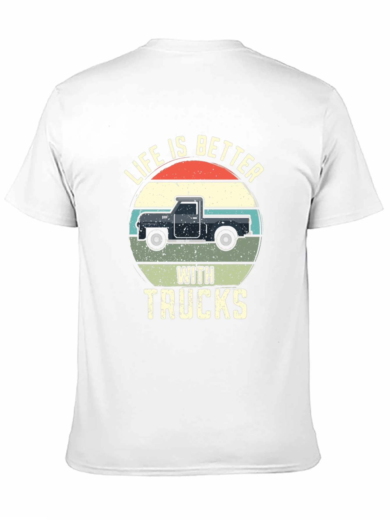 Life Is Better With Trucks Black Graphic T-Shirt