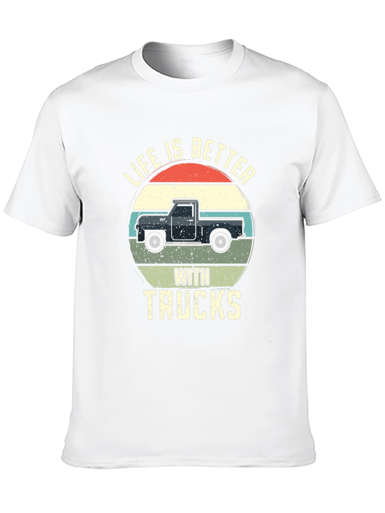 Life Is Better With Trucks Black Graphic T-Shirt