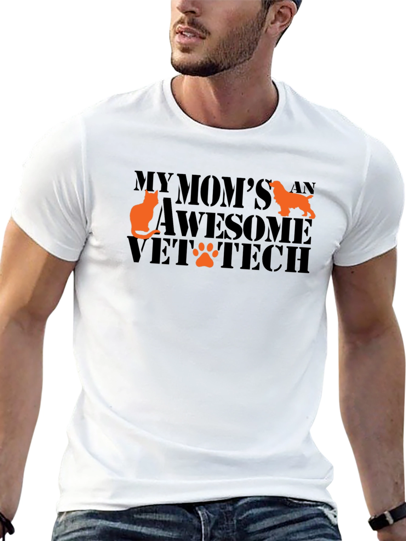 Vet Tech Mom T-Shirt - Cat & Dog Design