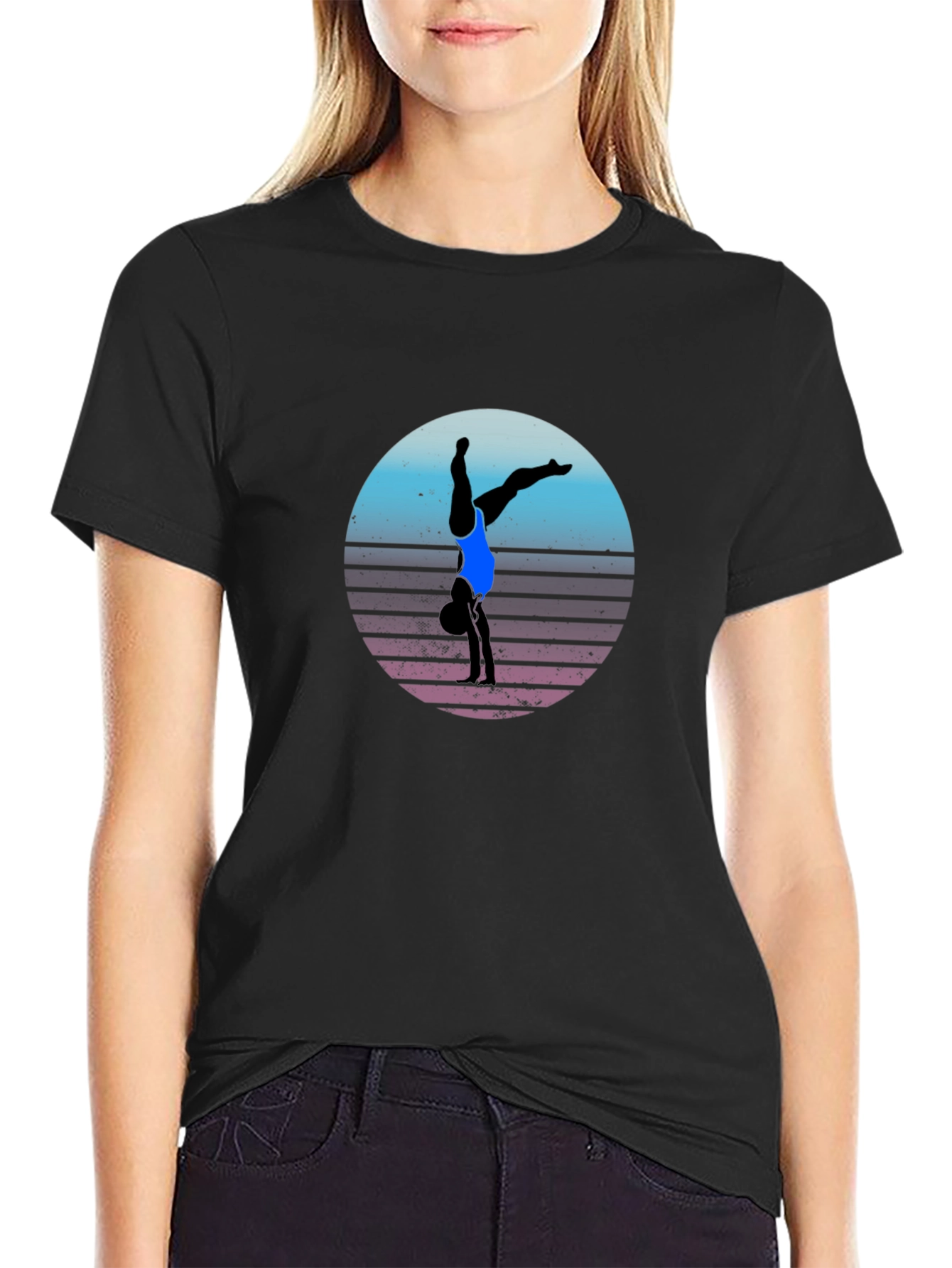 Retro Gymnast Black T-Shirt