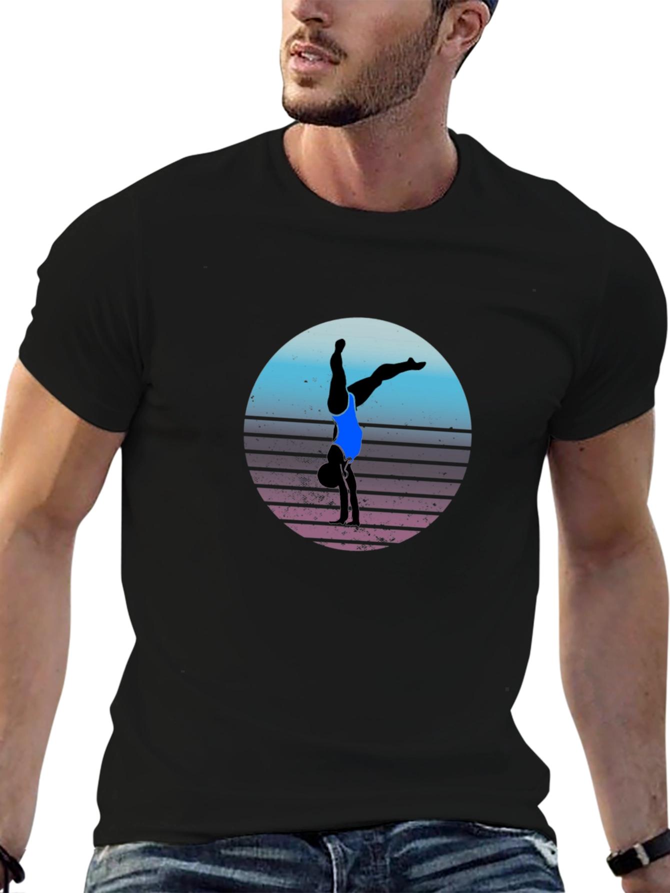 Retro Gymnast Black T-Shirt