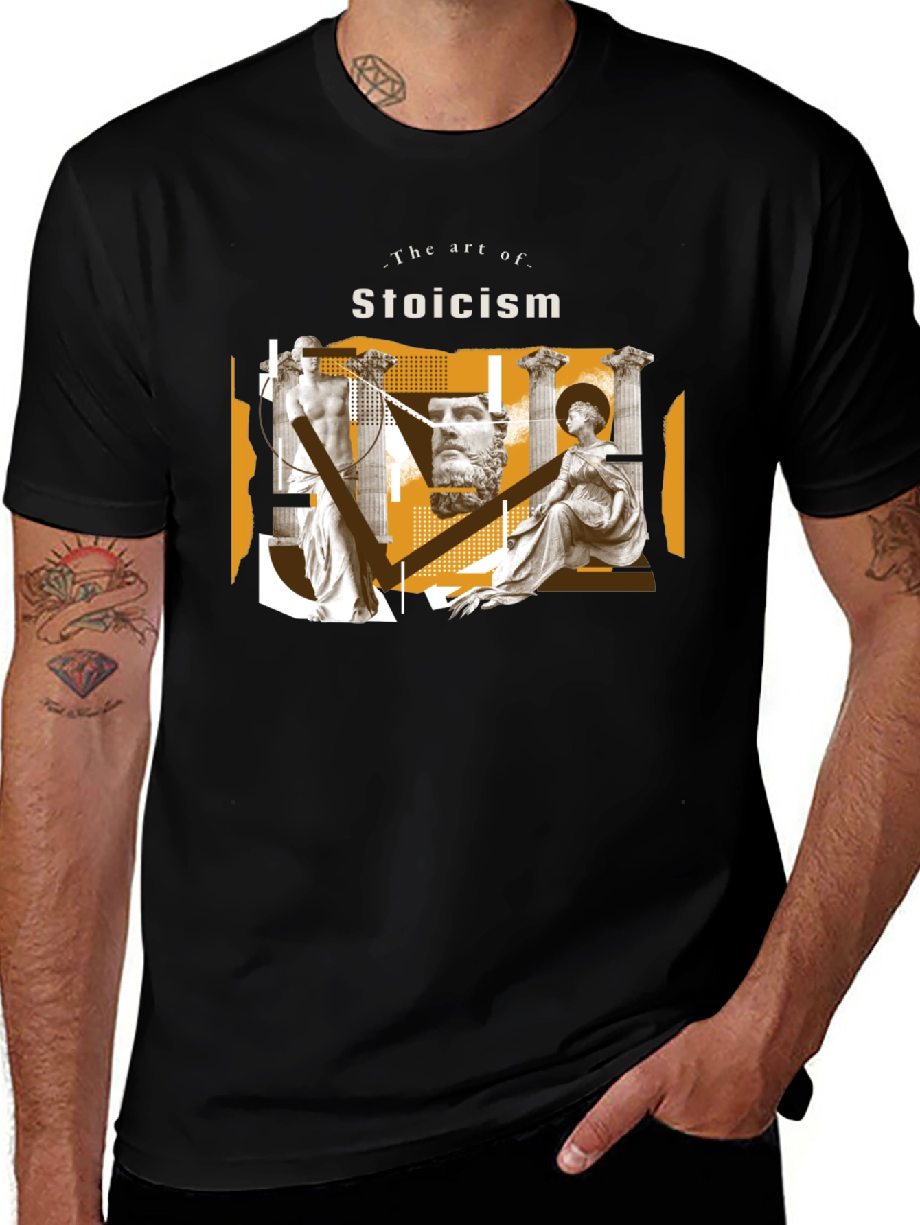 Stoicism Art Black Graphic Tee