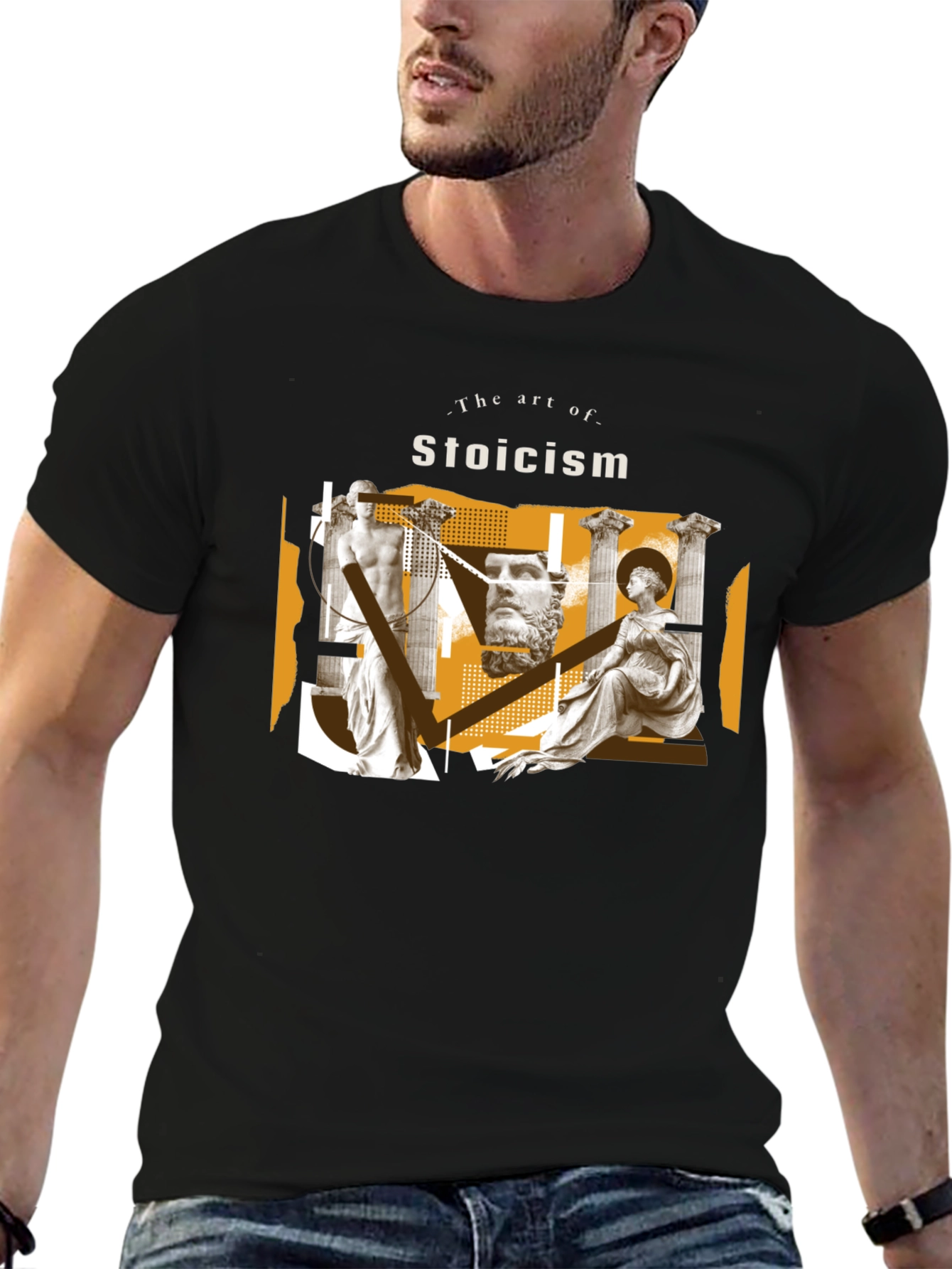 Stoicism Art Black Graphic Tee