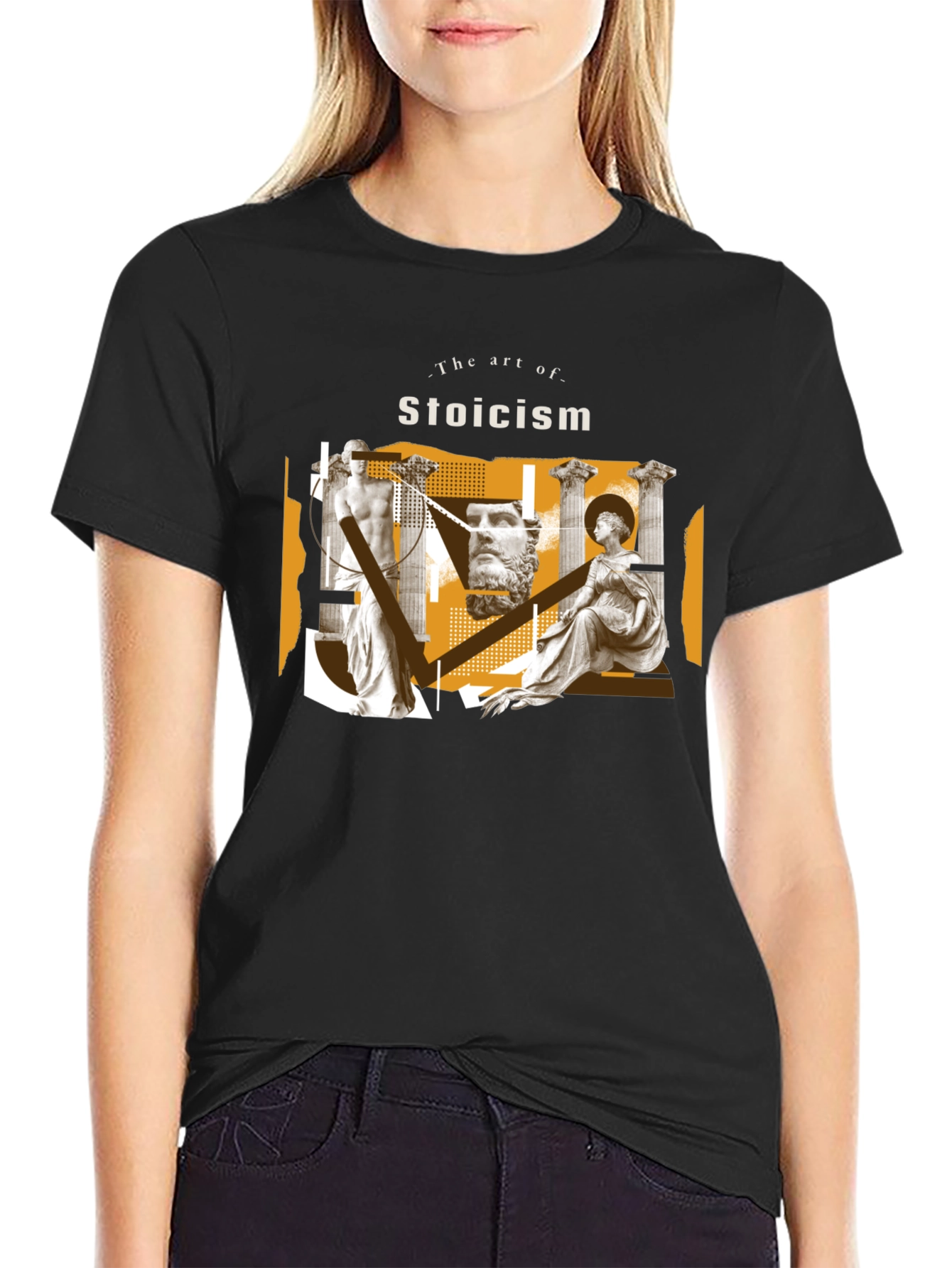 Stoicism Art Black Graphic Tee