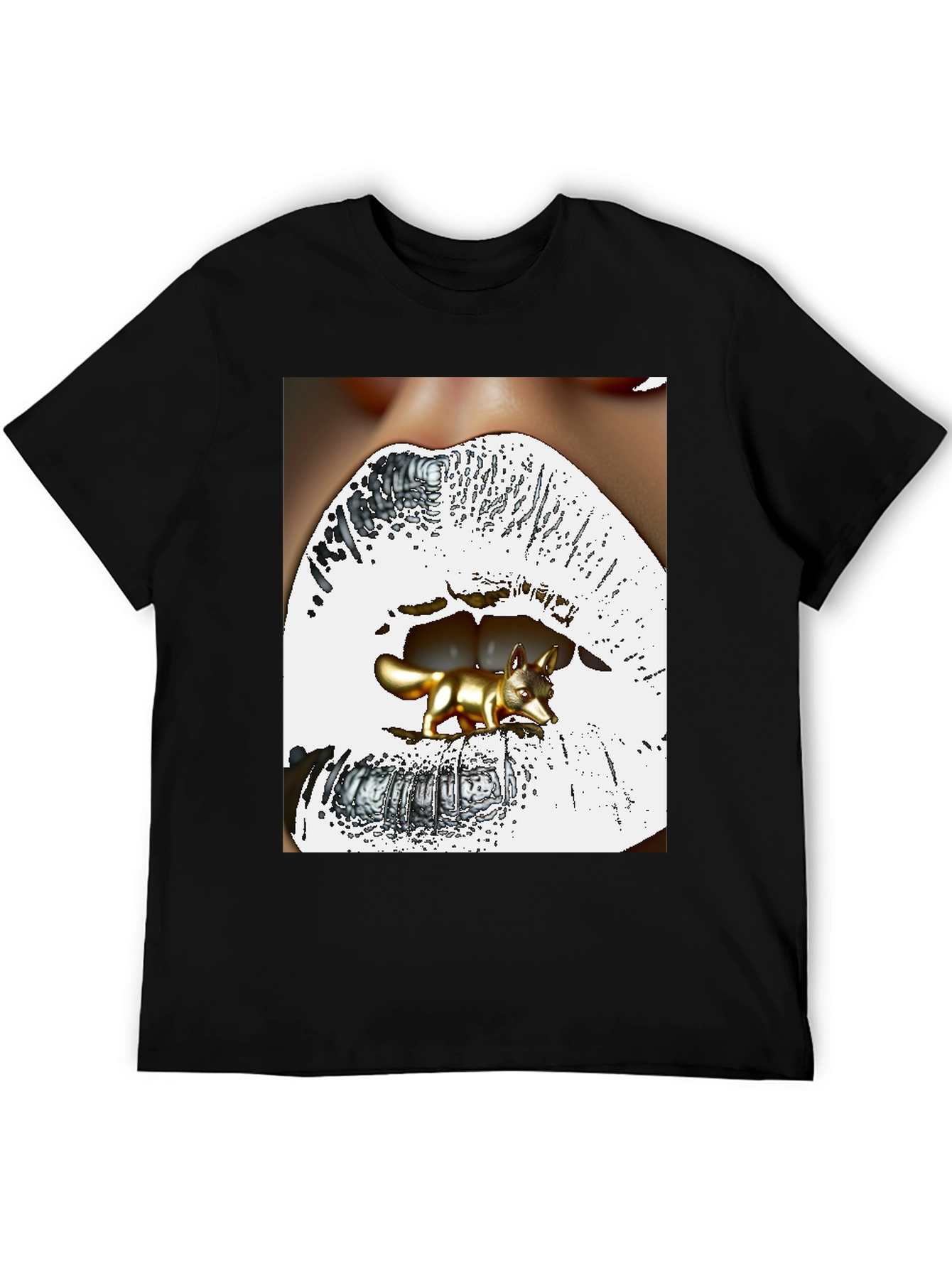 Surreal Fox Lips Graphic Tee - Unique Fashion Statement