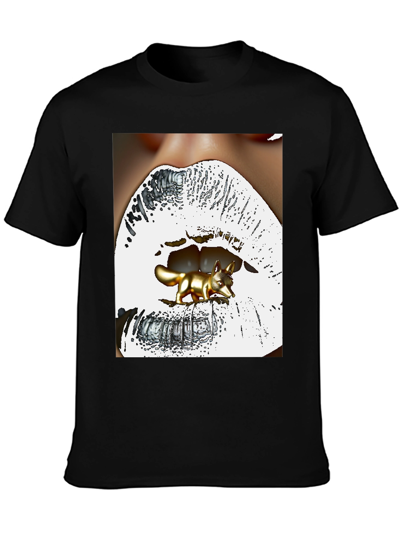 Surreal Fox Lips Graphic Tee - Unique Fashion Statement