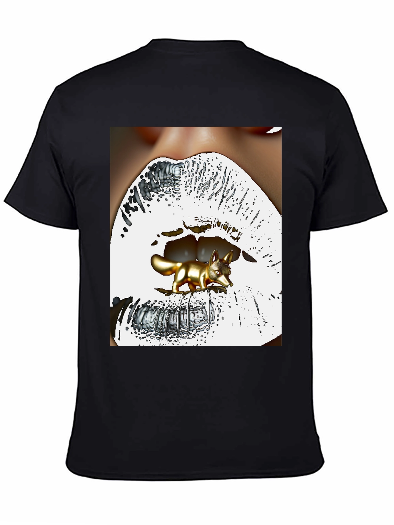 Surreal Fox Lips Graphic Tee - Unique Fashion Statement